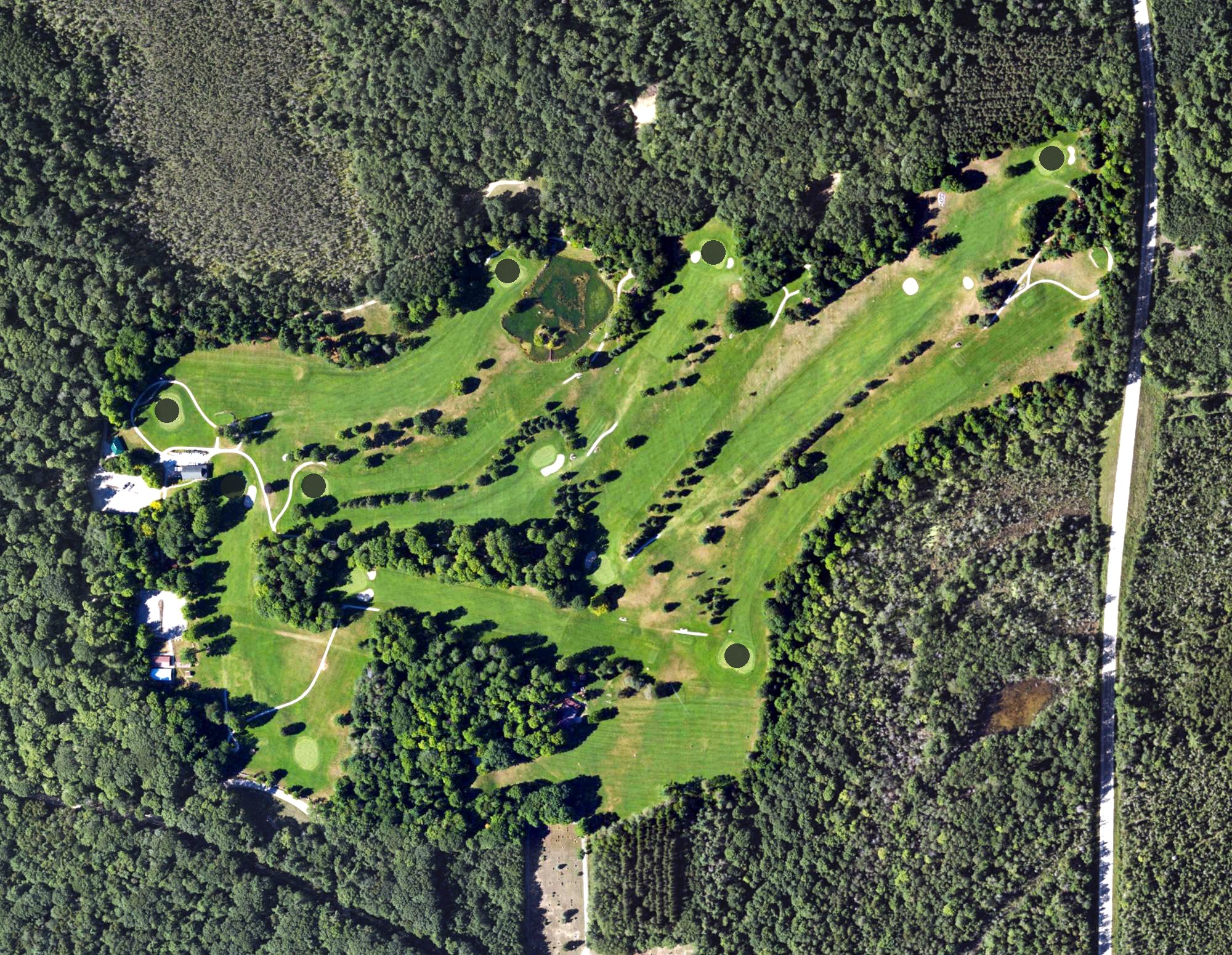 Aerial view of Hiawatha Sportsman’s Club Golf Course, MI