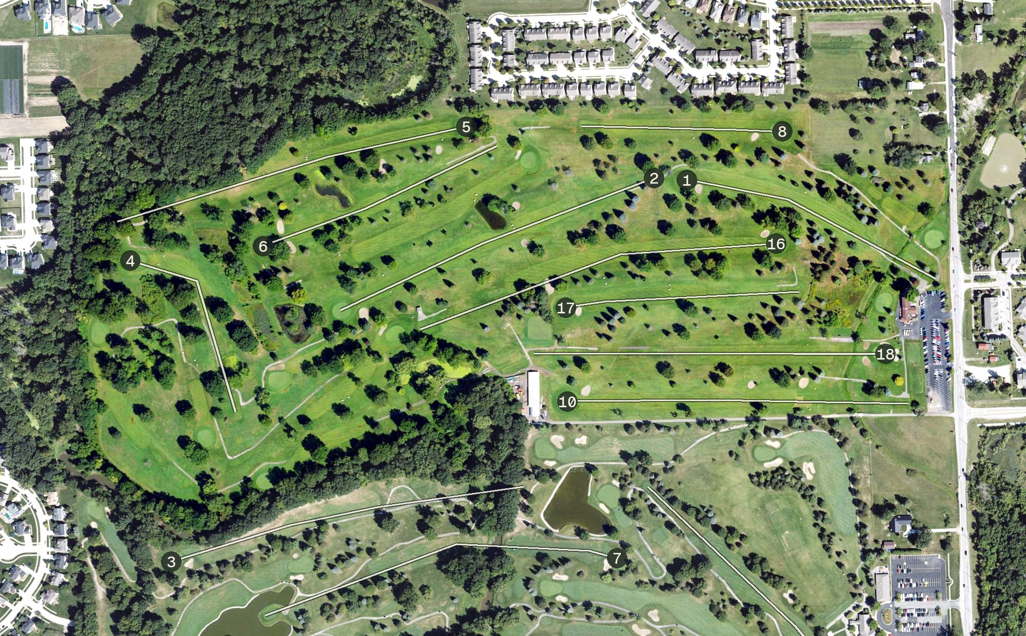 Aerial view of Hickory Hollow Golf Course, MI