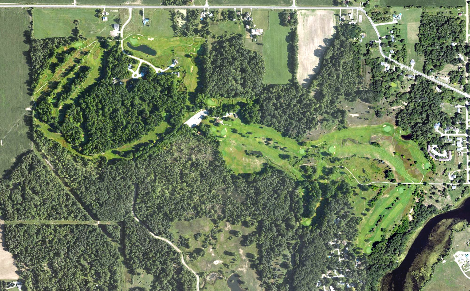 Aerial view of Hidden Oaks Golf Course, MI
