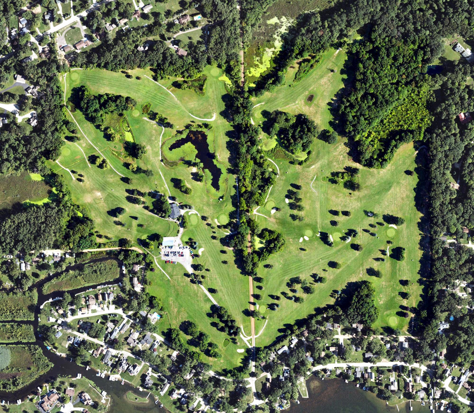 Aerial view of Highland Hills Golf Course, MI