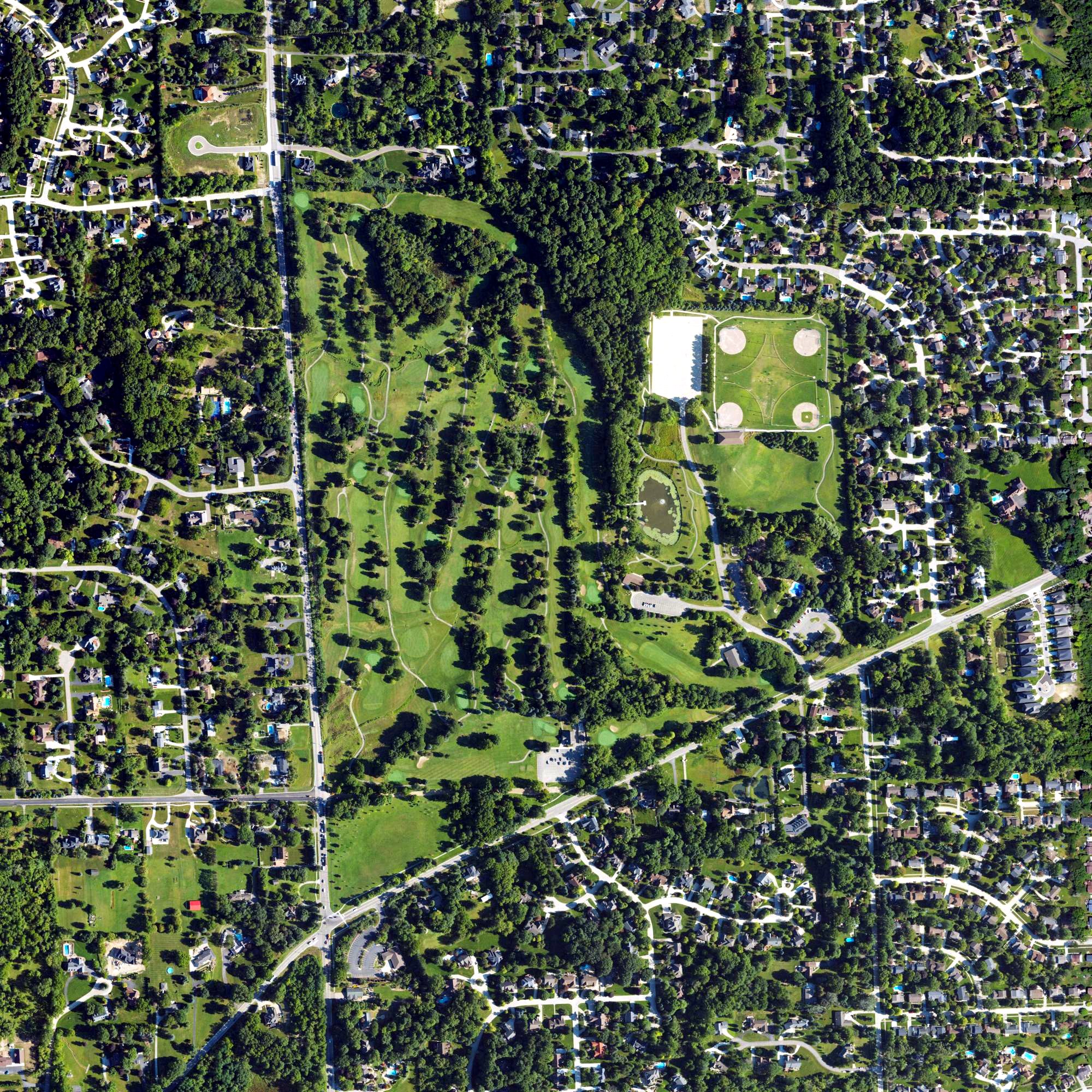Aerial view of Hilltop Golf Course, MI