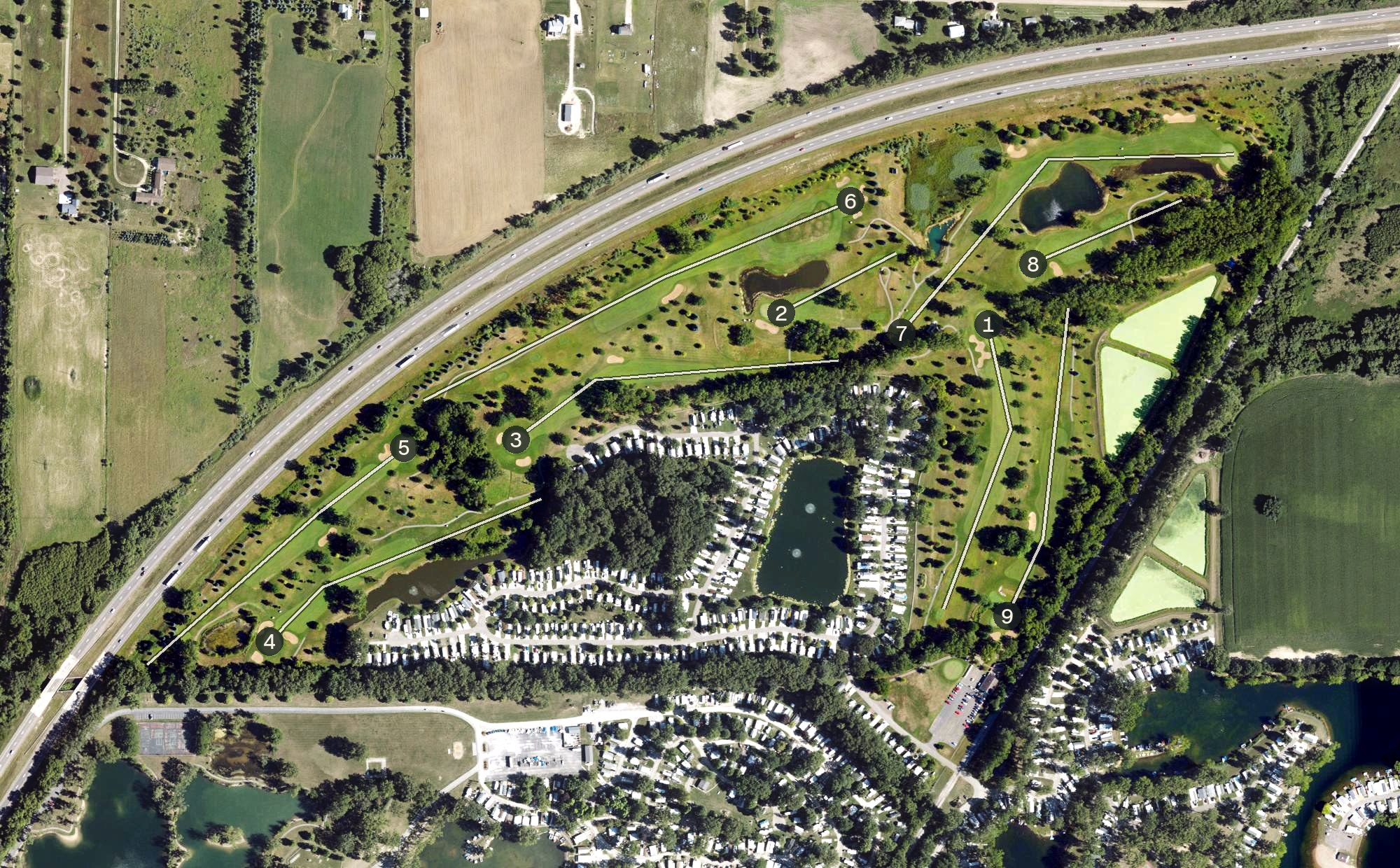 Aerial view of Holiday Meadows Golf Course, MI