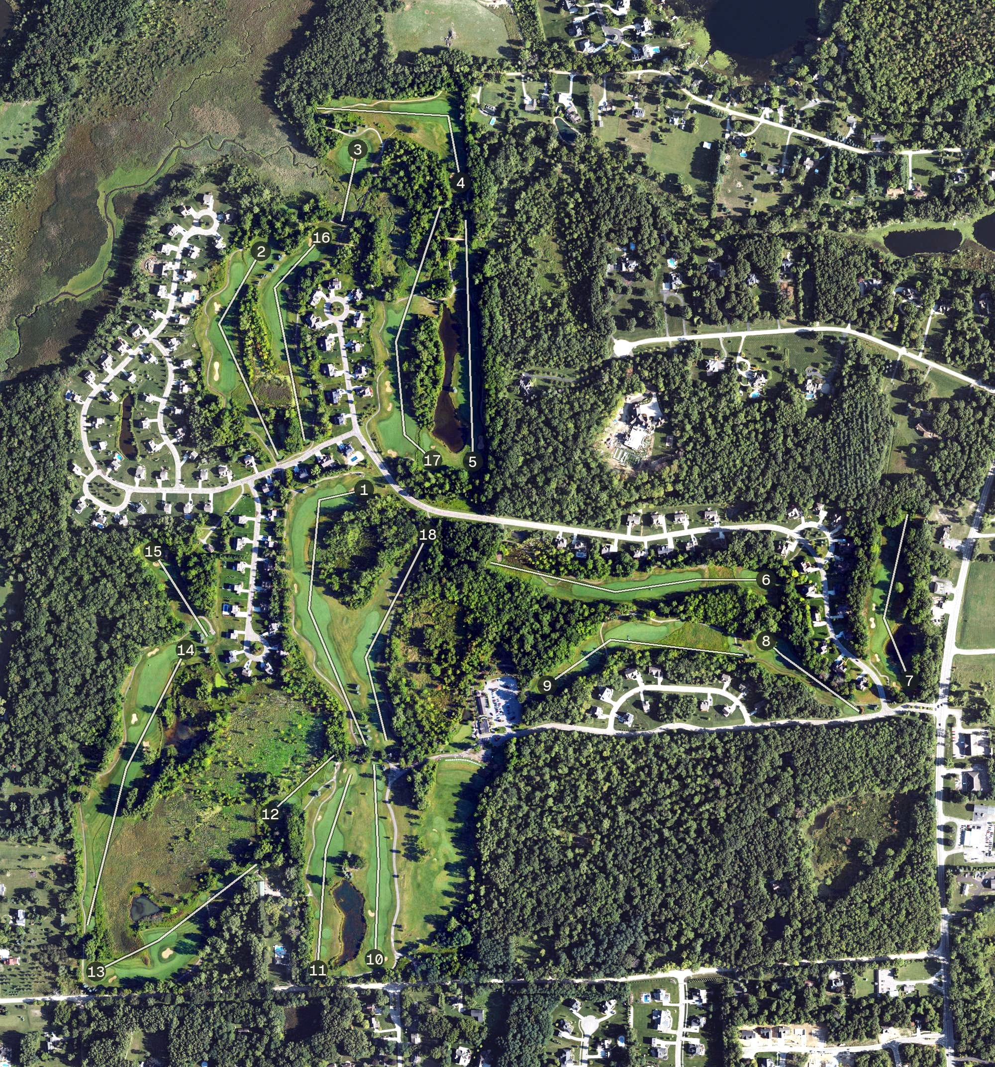 Aerial view of Huntmore Golf Club, MI