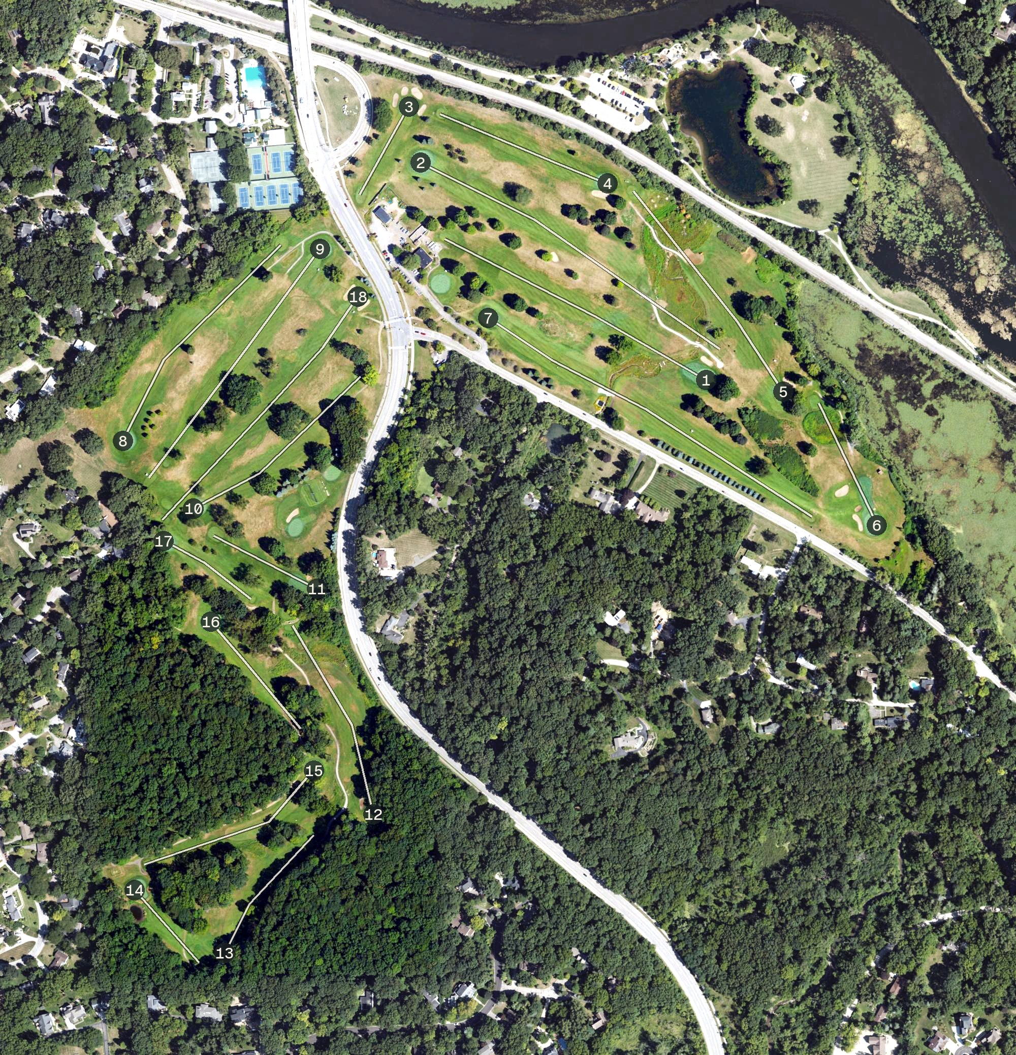 Aerial view of Huron Hills Golf Course, MI