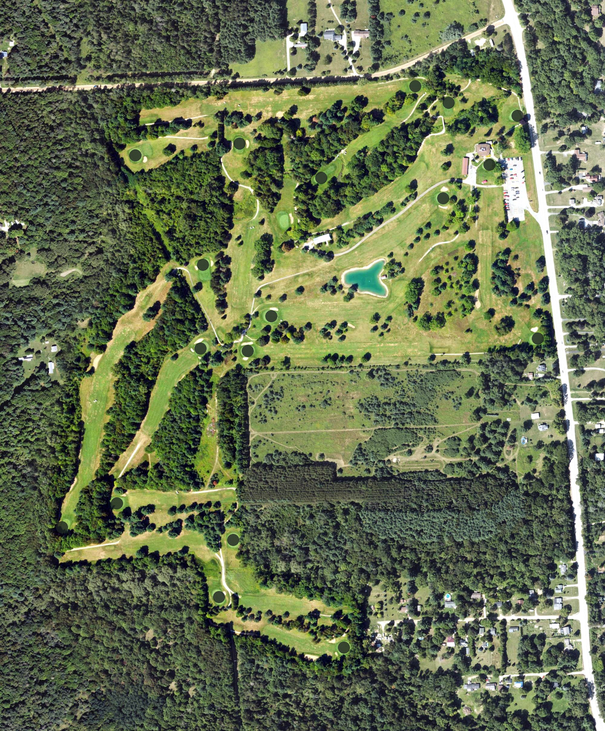 Aerial view of Huron Shores Golf Club & Restaurant, MI