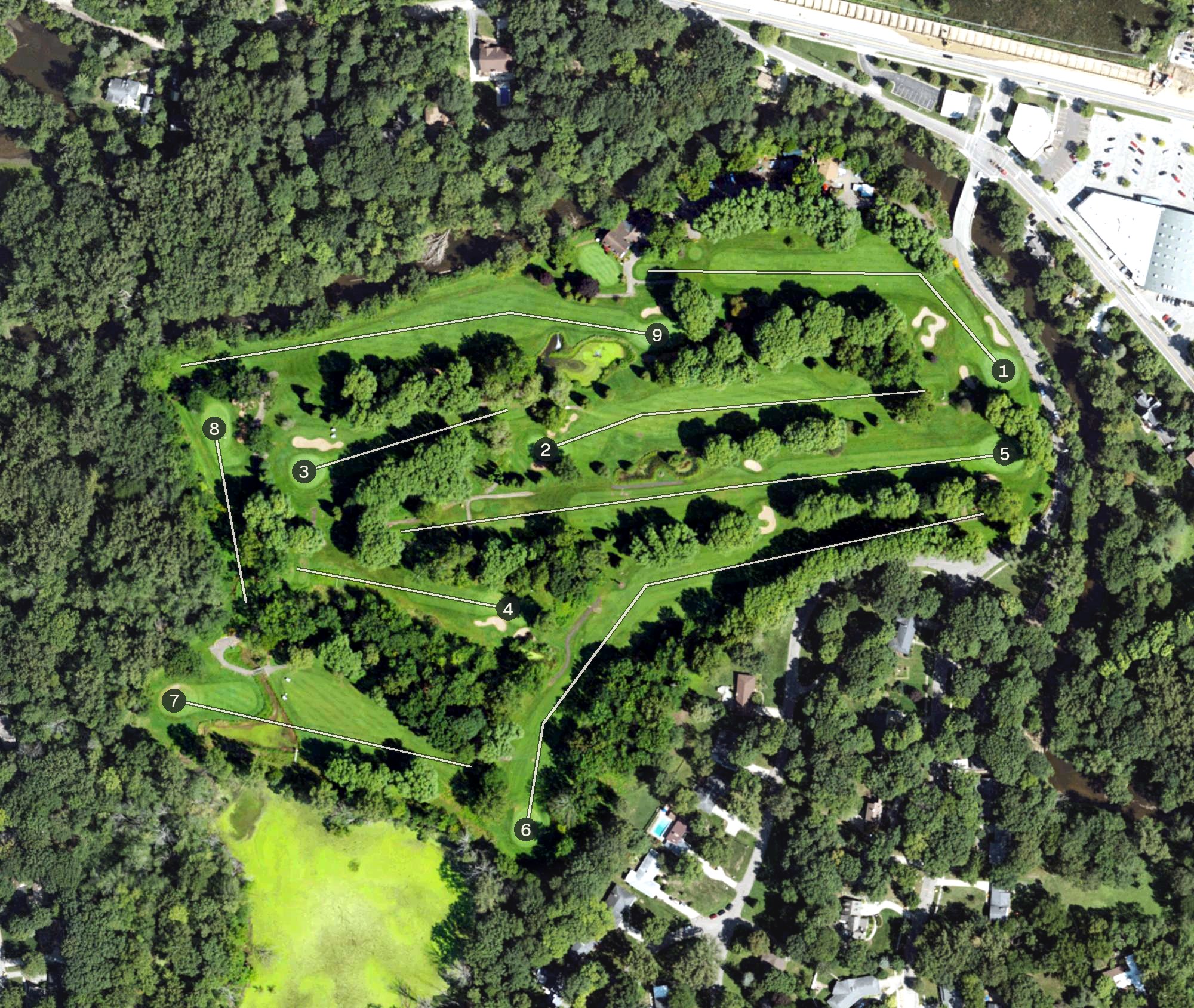 Aerial view of Indian Hills Golf Course, MI