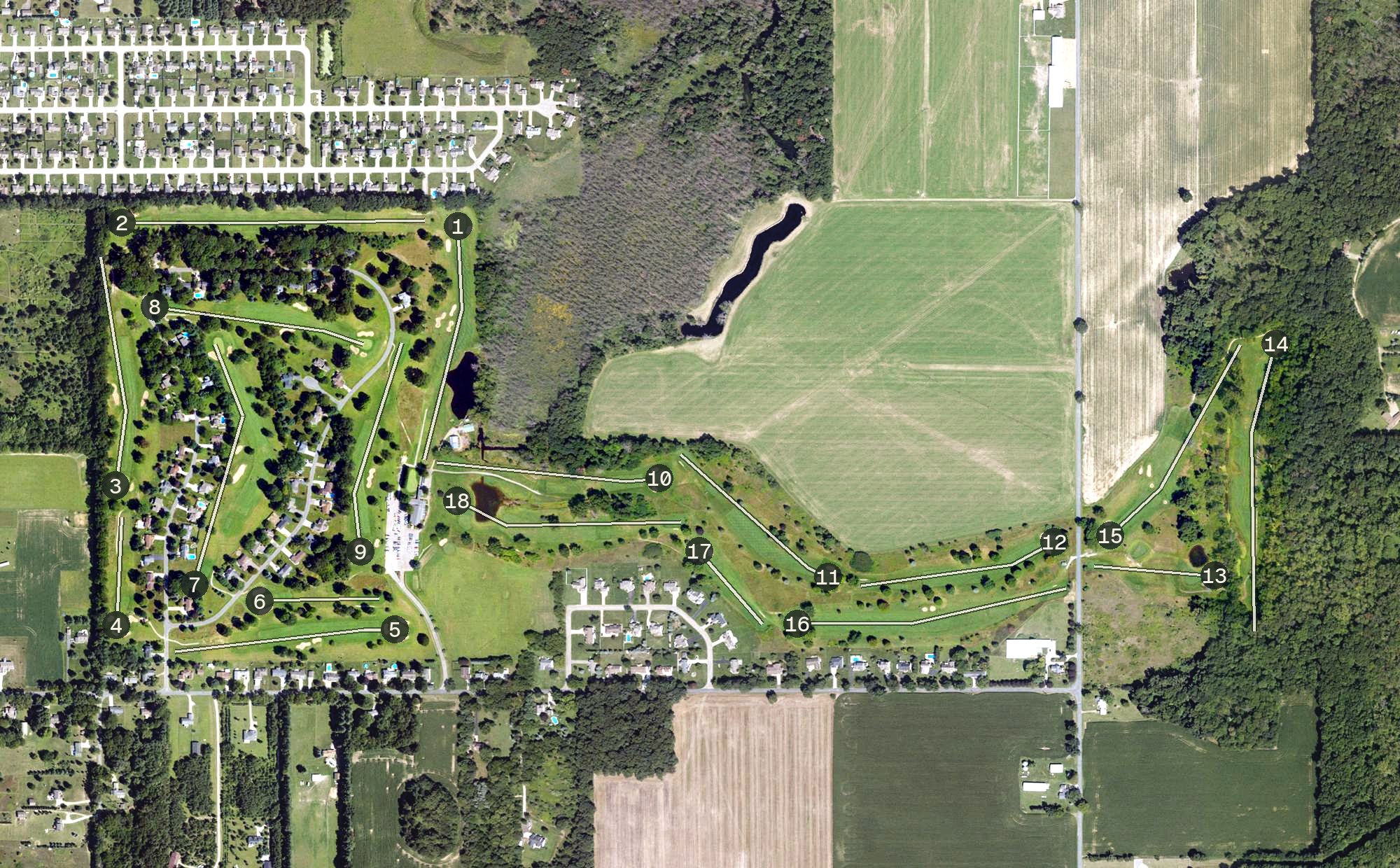 Aerial view of Indian Run Golf Club, MI