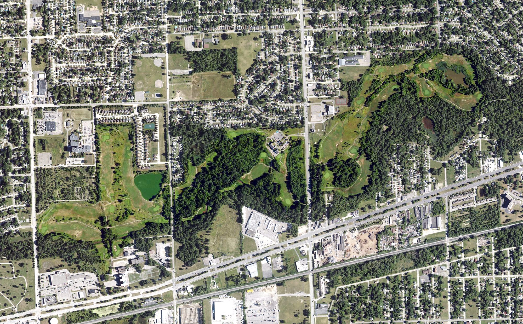 Aerial view of Inkster Valley Golf Course, MI