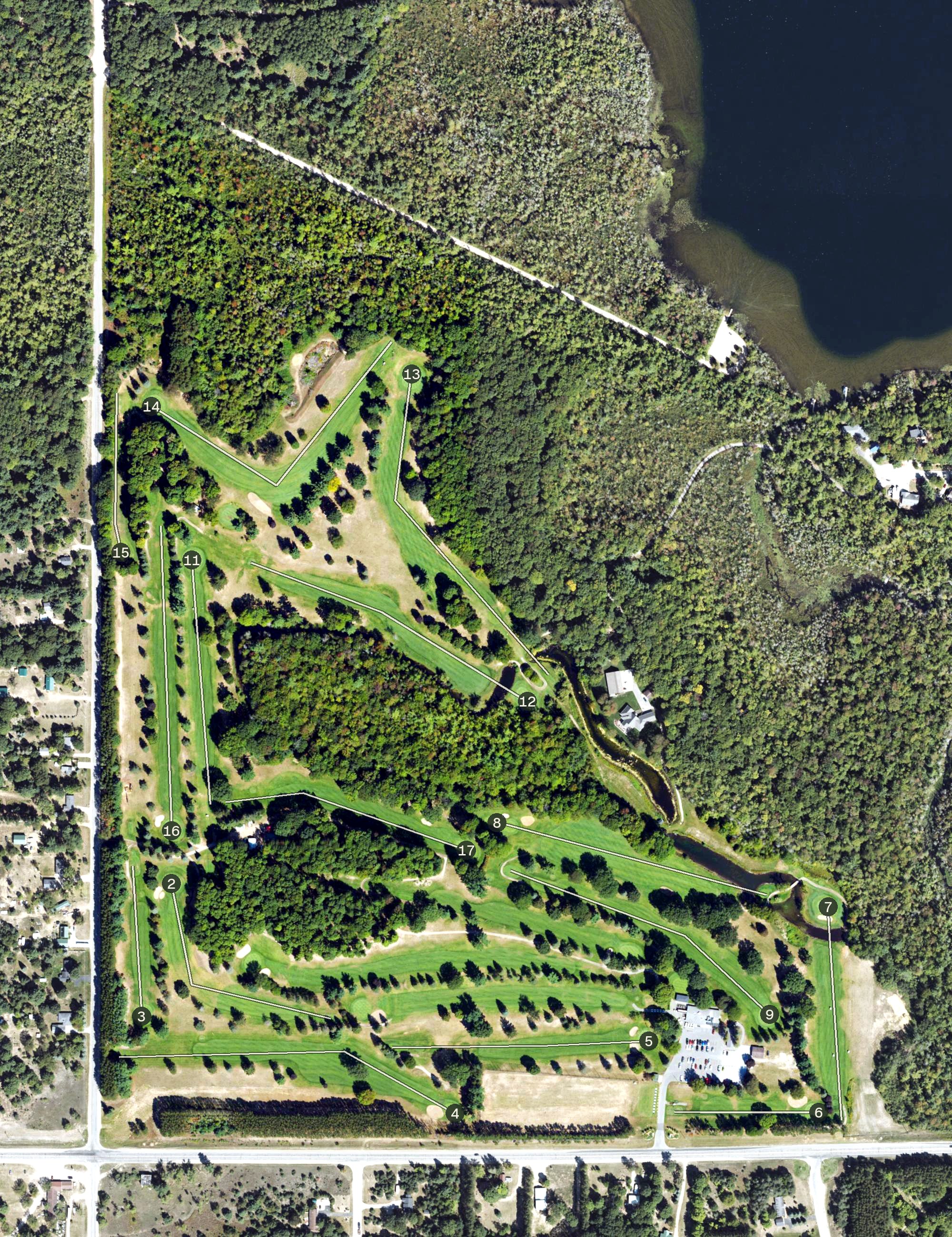 Aerial view of Interlochen Golf Course, MI