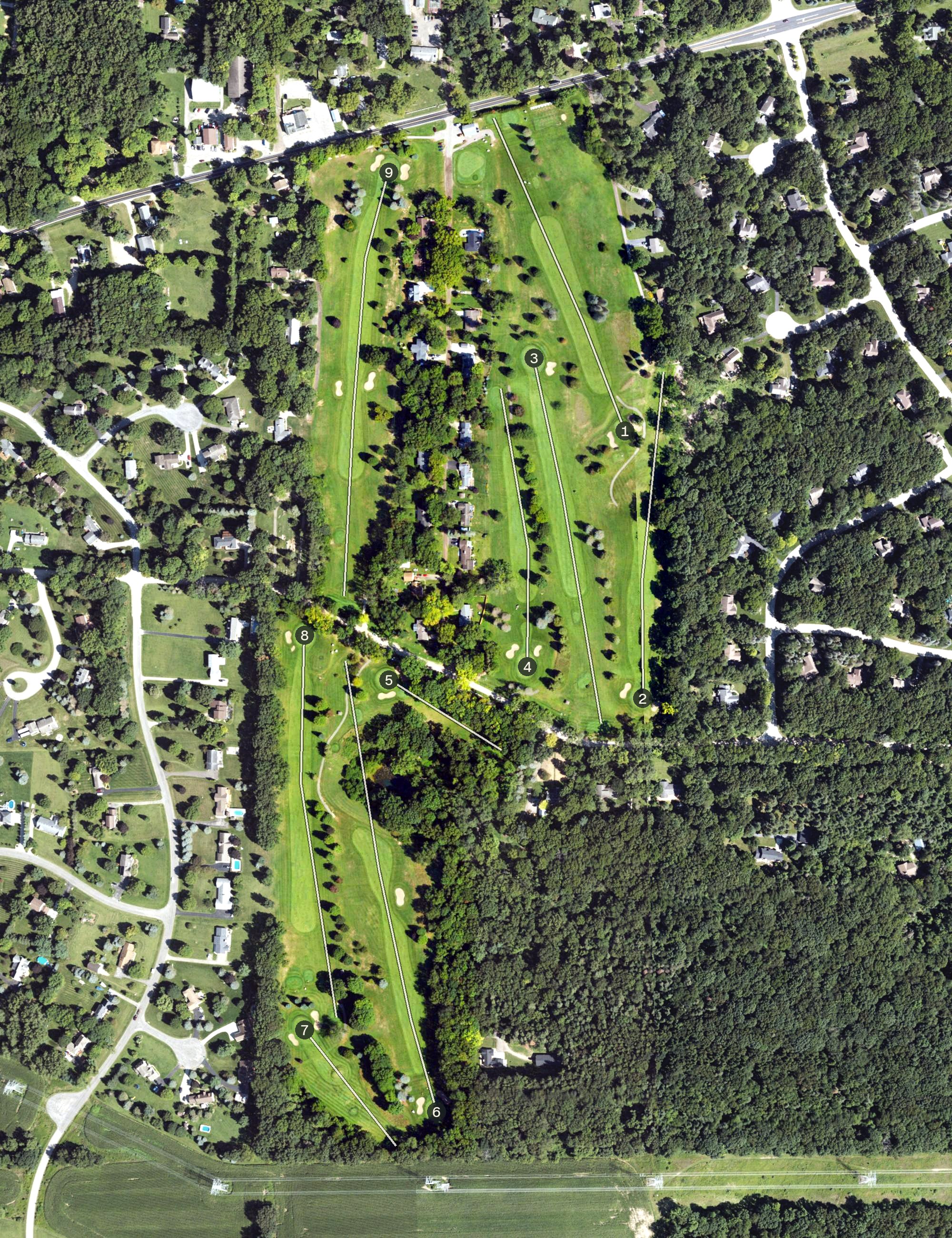 Aerial view of Inverness Country Club, MI