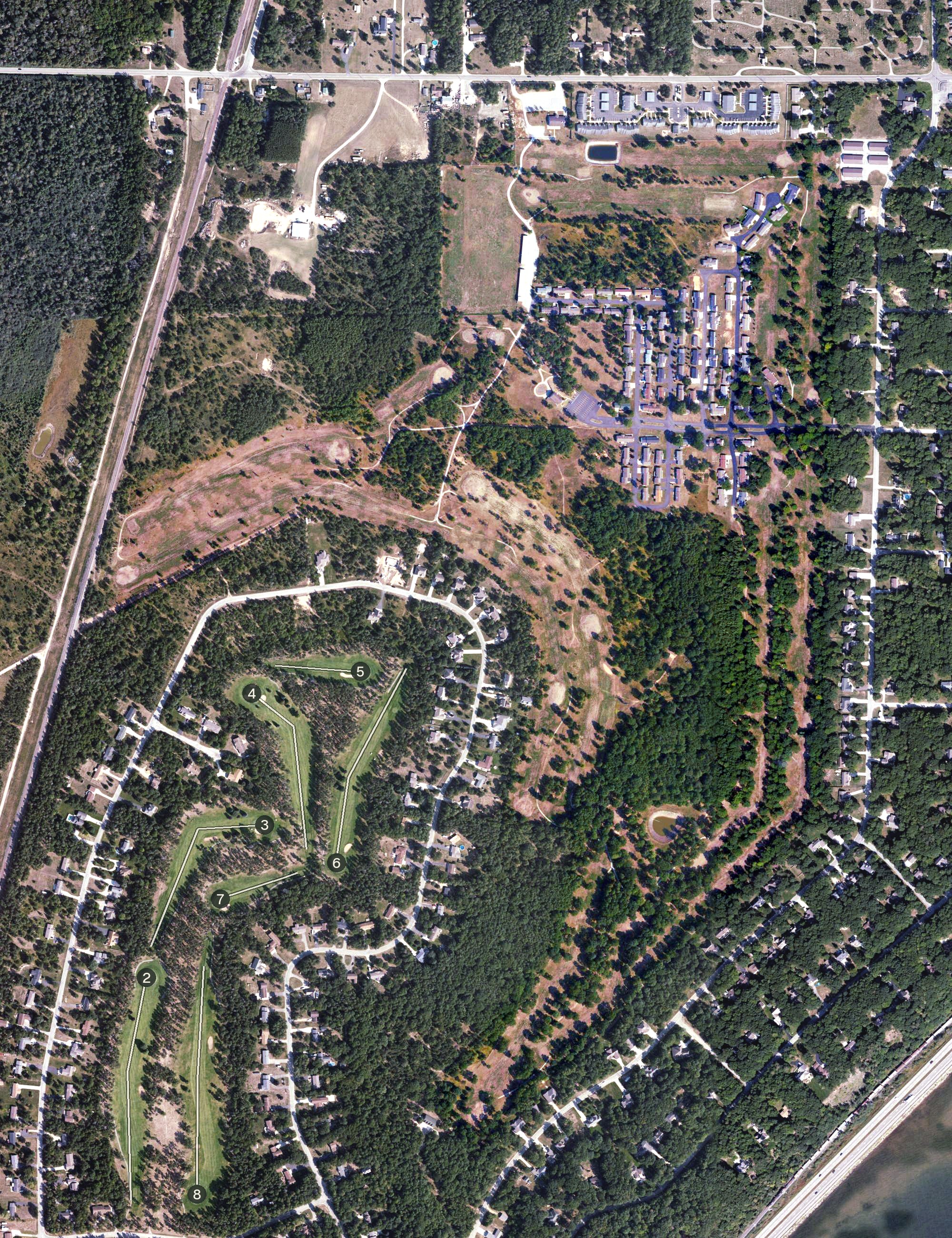 Aerial view of Irish Oaks Golf Course and Driving Range, MI