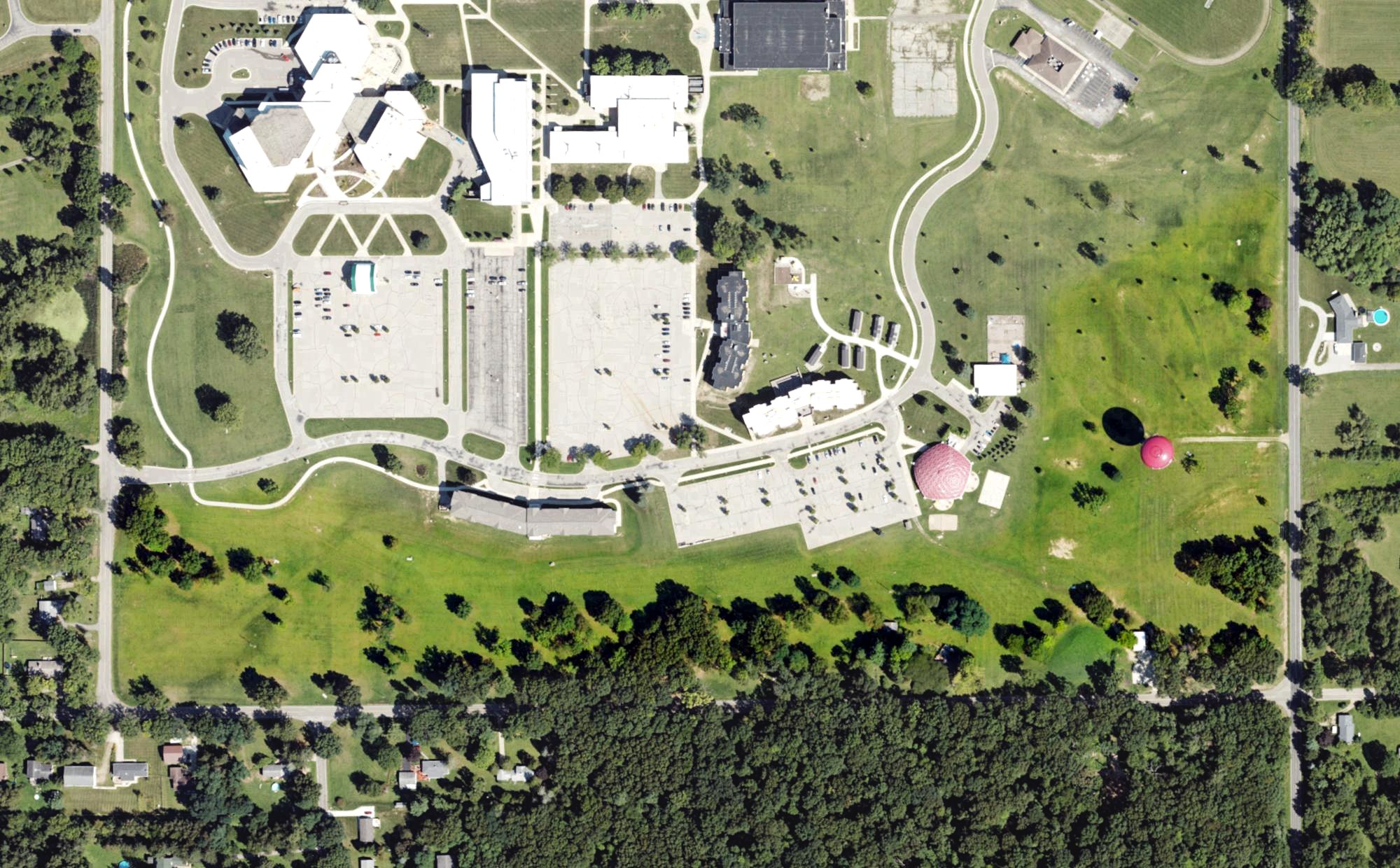 Aerial view of Jackson College Disc Golf, MI