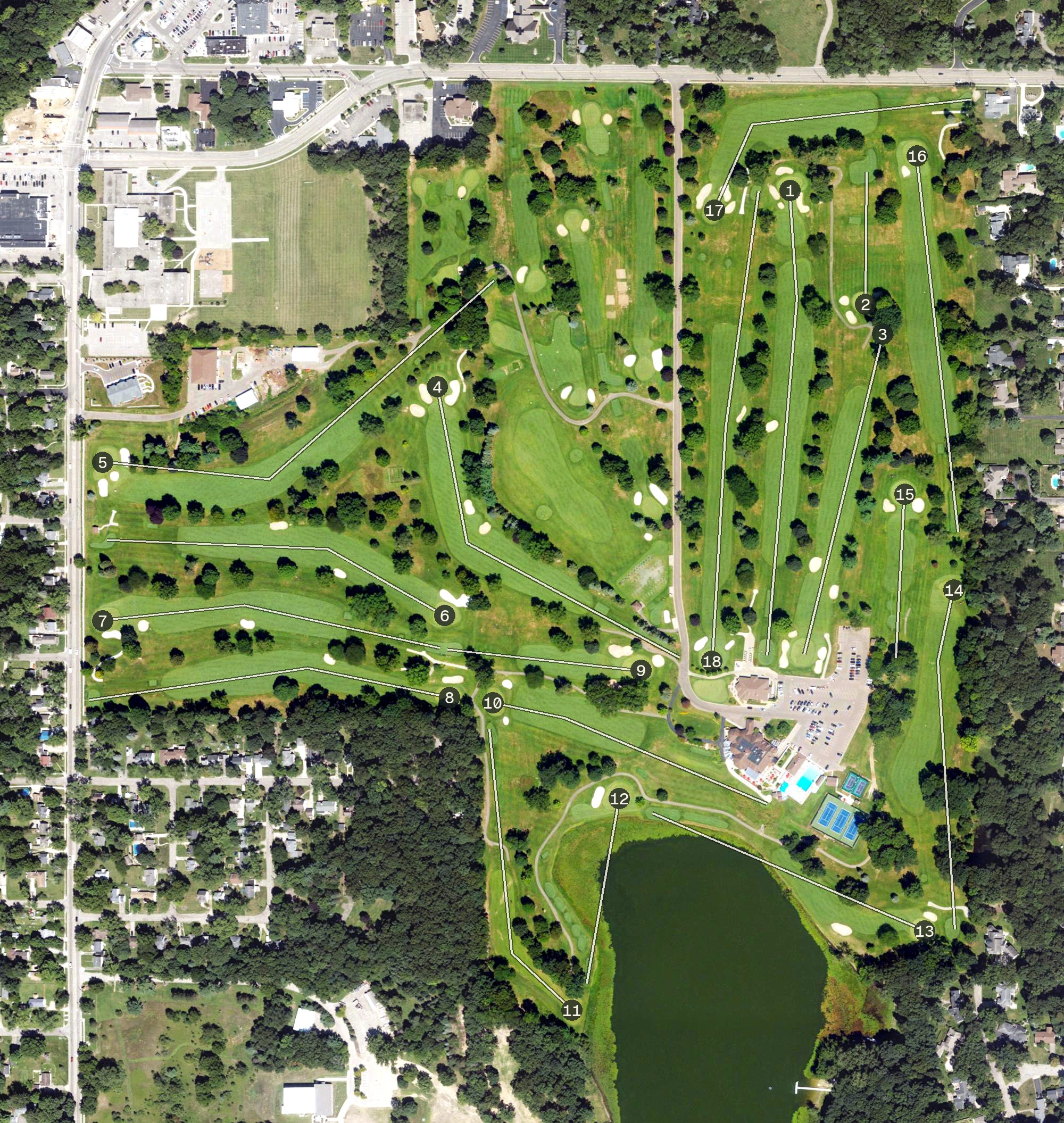Aerial view of Kalamazoo Country Club, MI