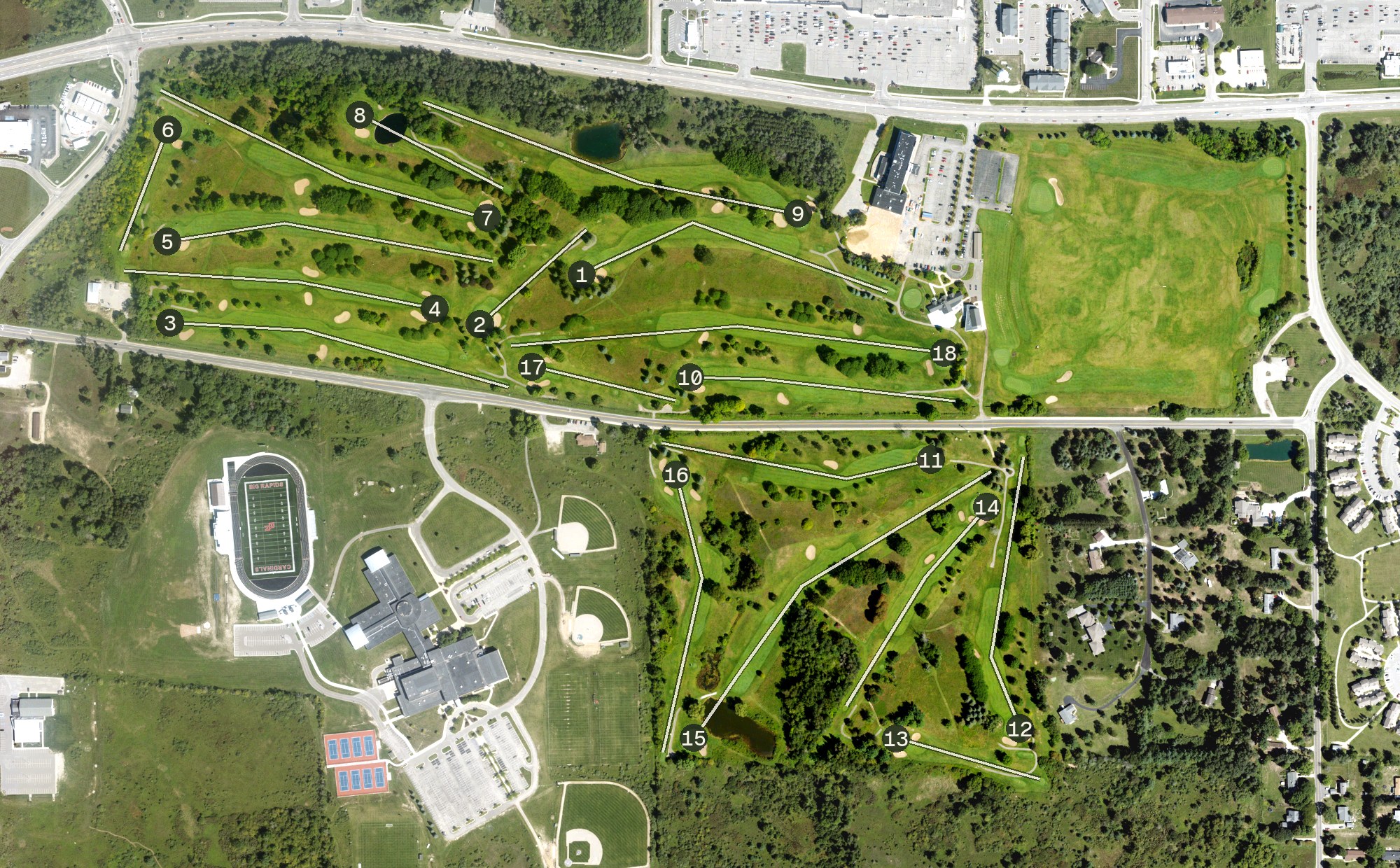 Aerial view of Katke Golf Course, MI