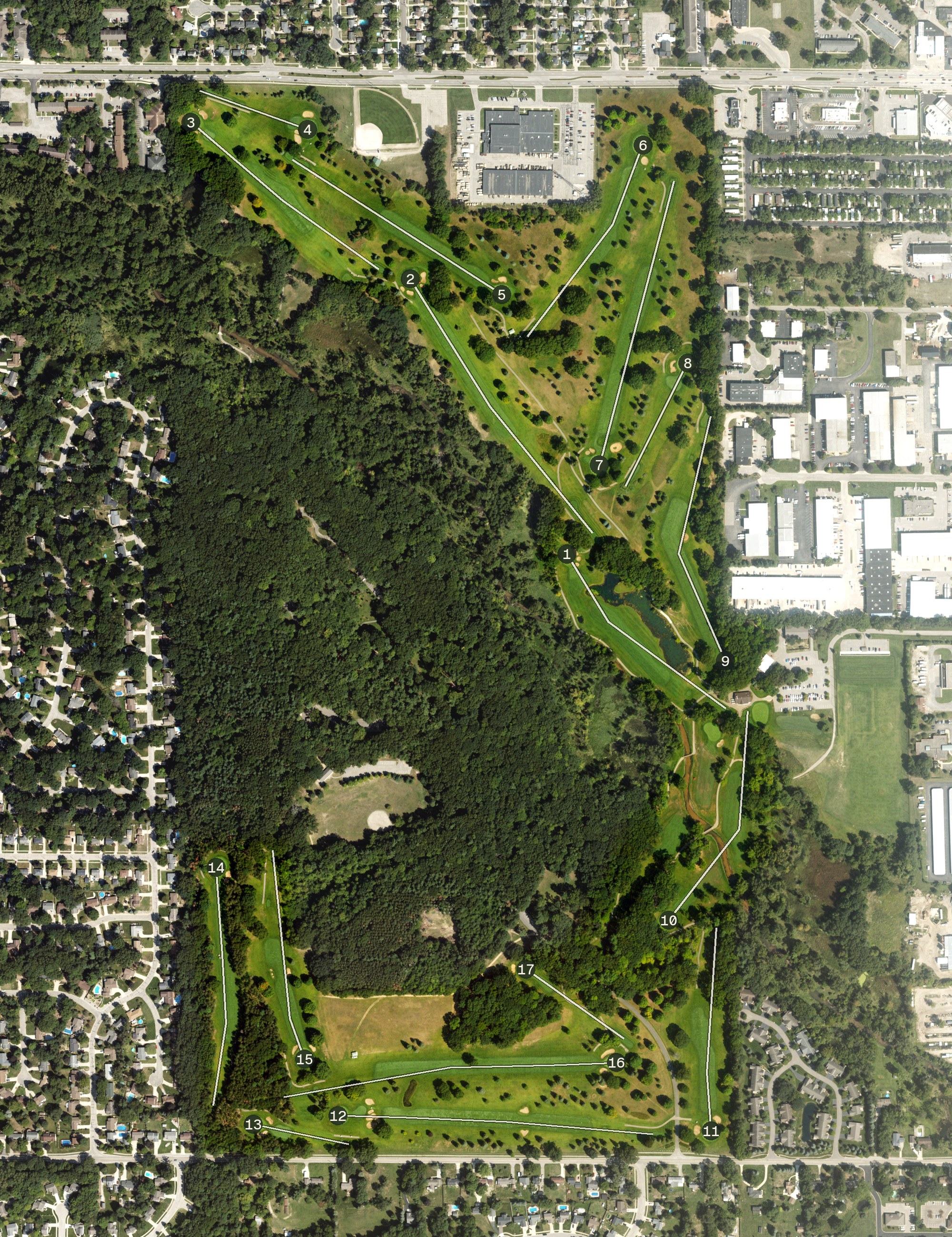 Aerial view of Kaufman Golf Course, MI