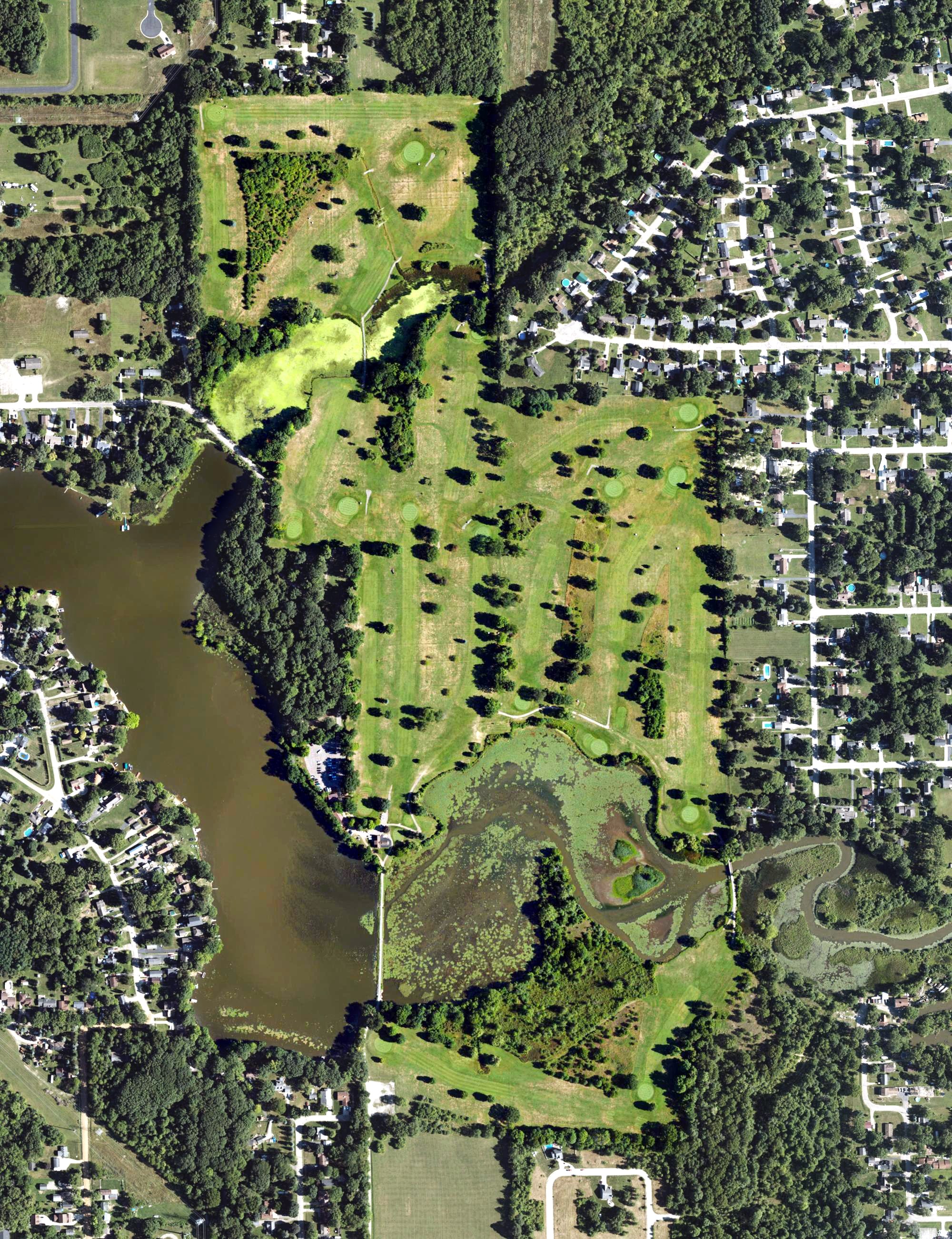 Aerial view of Kearsley Lake Golf Course, MI