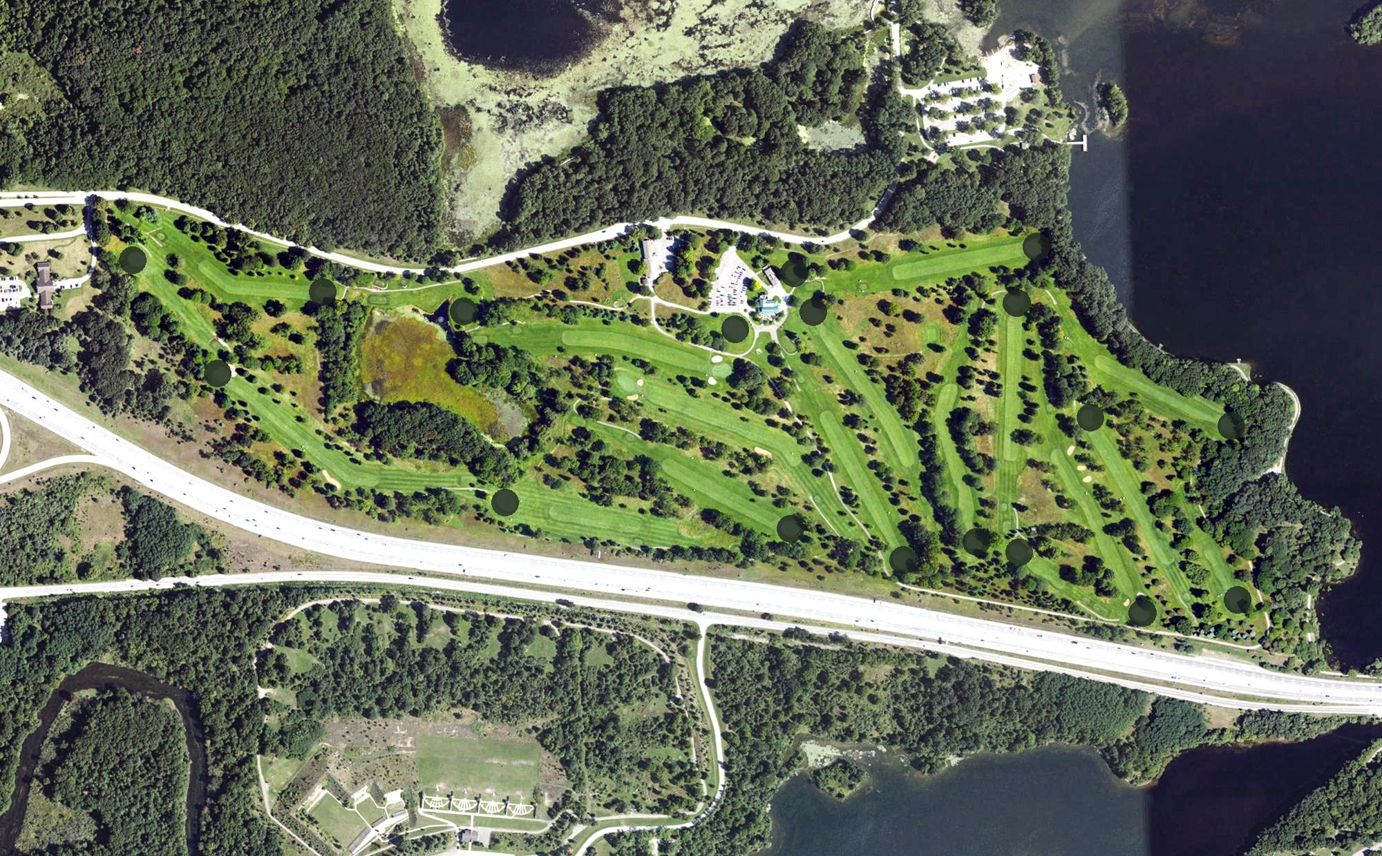 Aerial view of Kensington Metropark Golf Course, MI