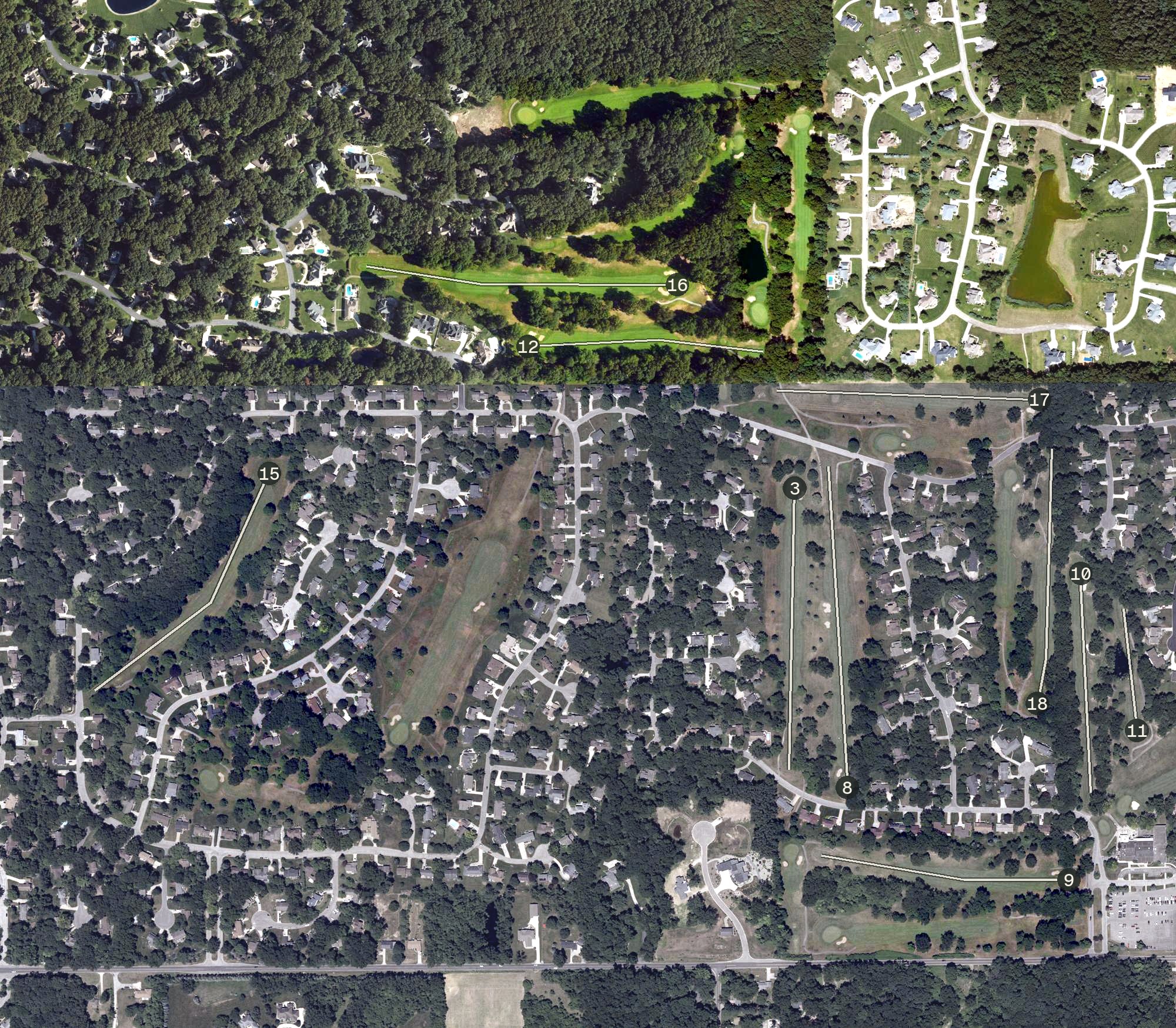 Aerial view of Knollwood Country Club - West Course, MI