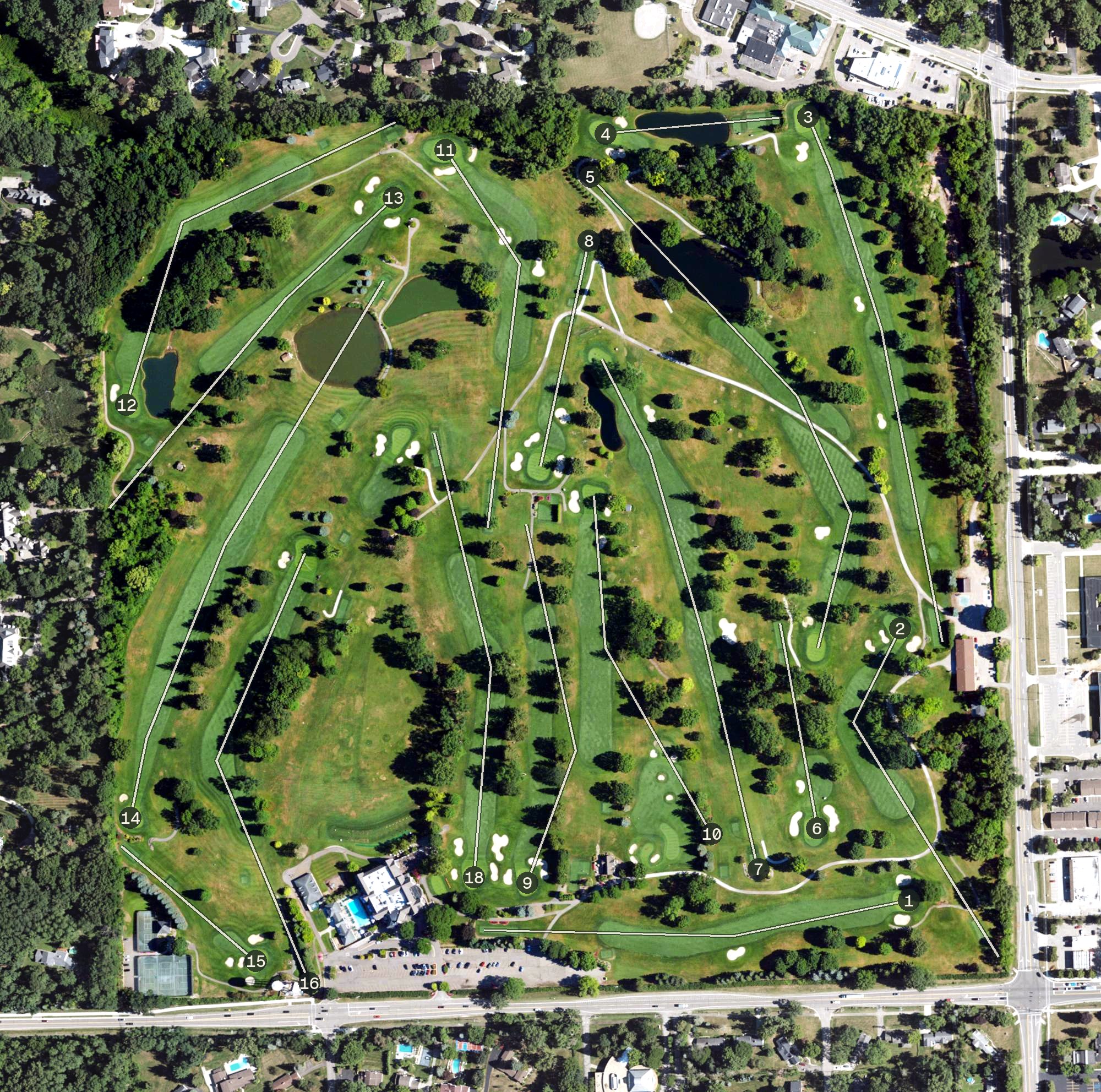 Aerial view of Knollwood Country Club, MI