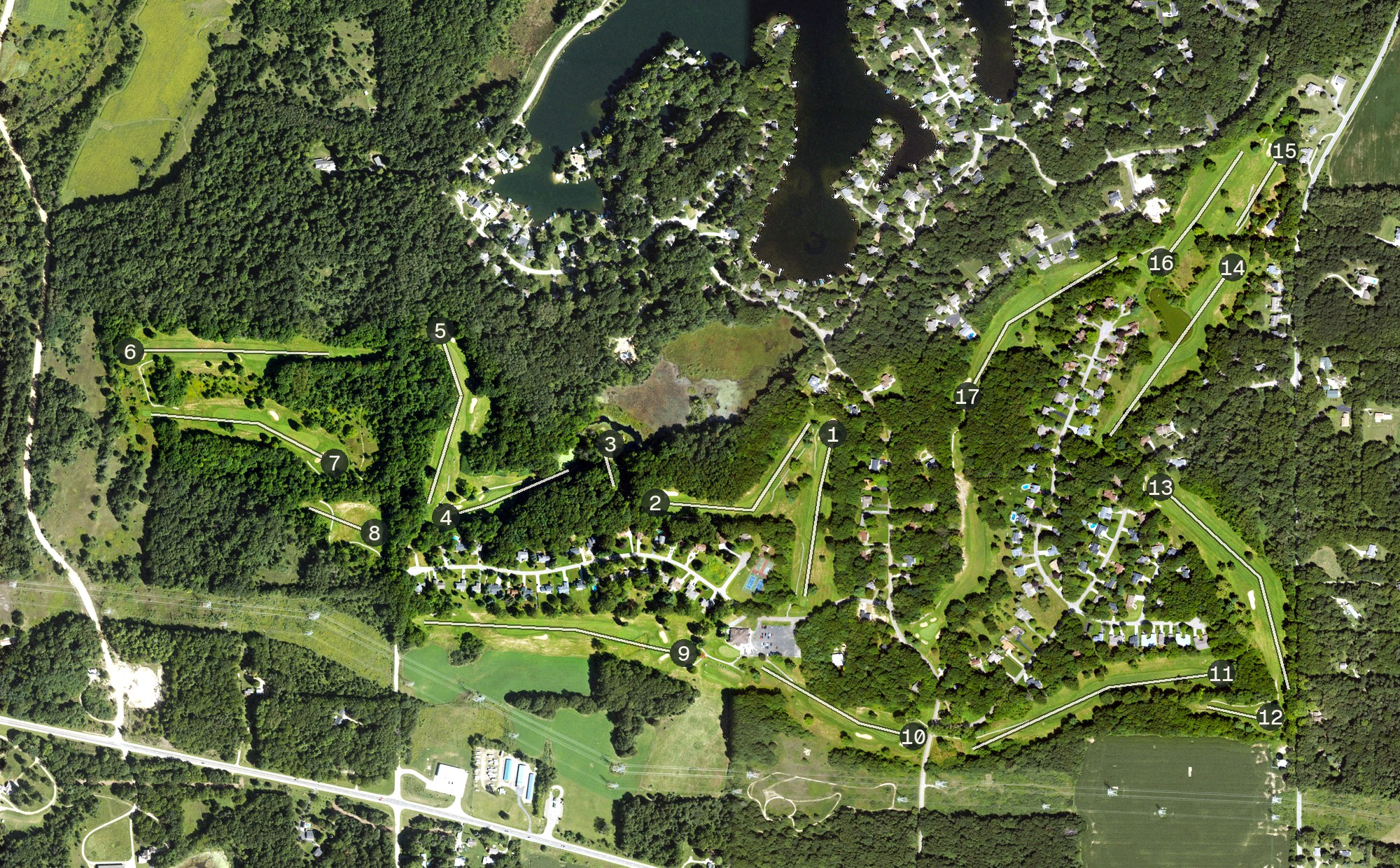 Aerial view of Lake Doster Golf Club, MI