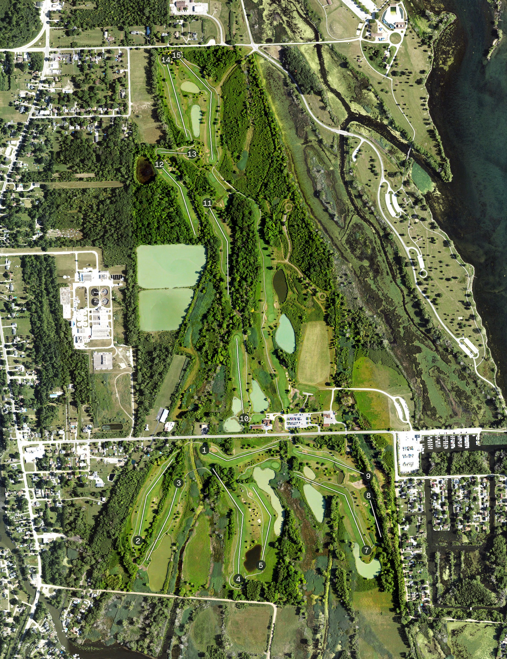 Aerial view of Lake Erie Metropark Golf Course, MI
