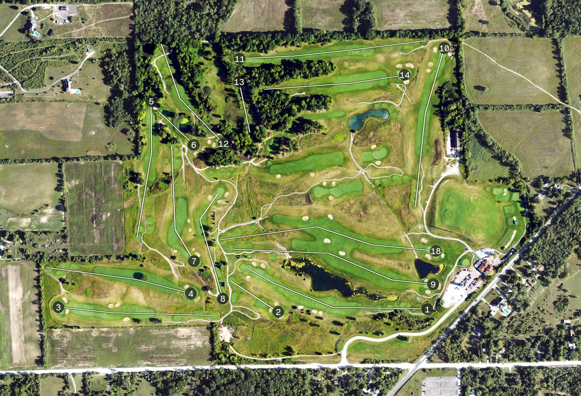 Aerial view of Lake Forest Golf Club, MI
