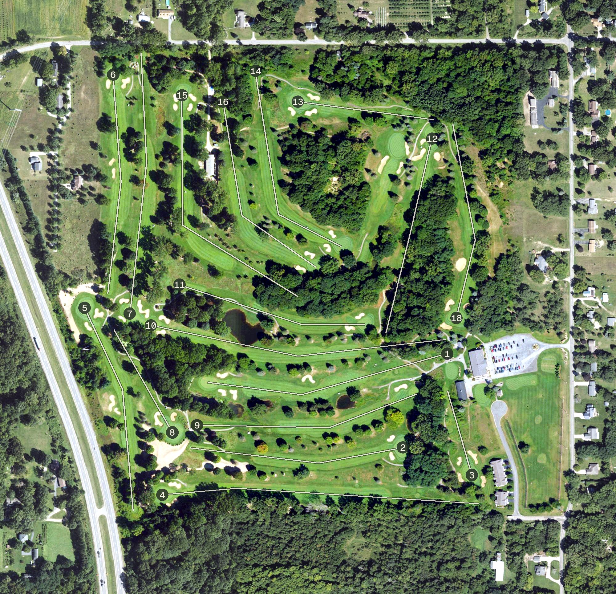 Aerial view of Lake Michigan Hills Golf Club, MI