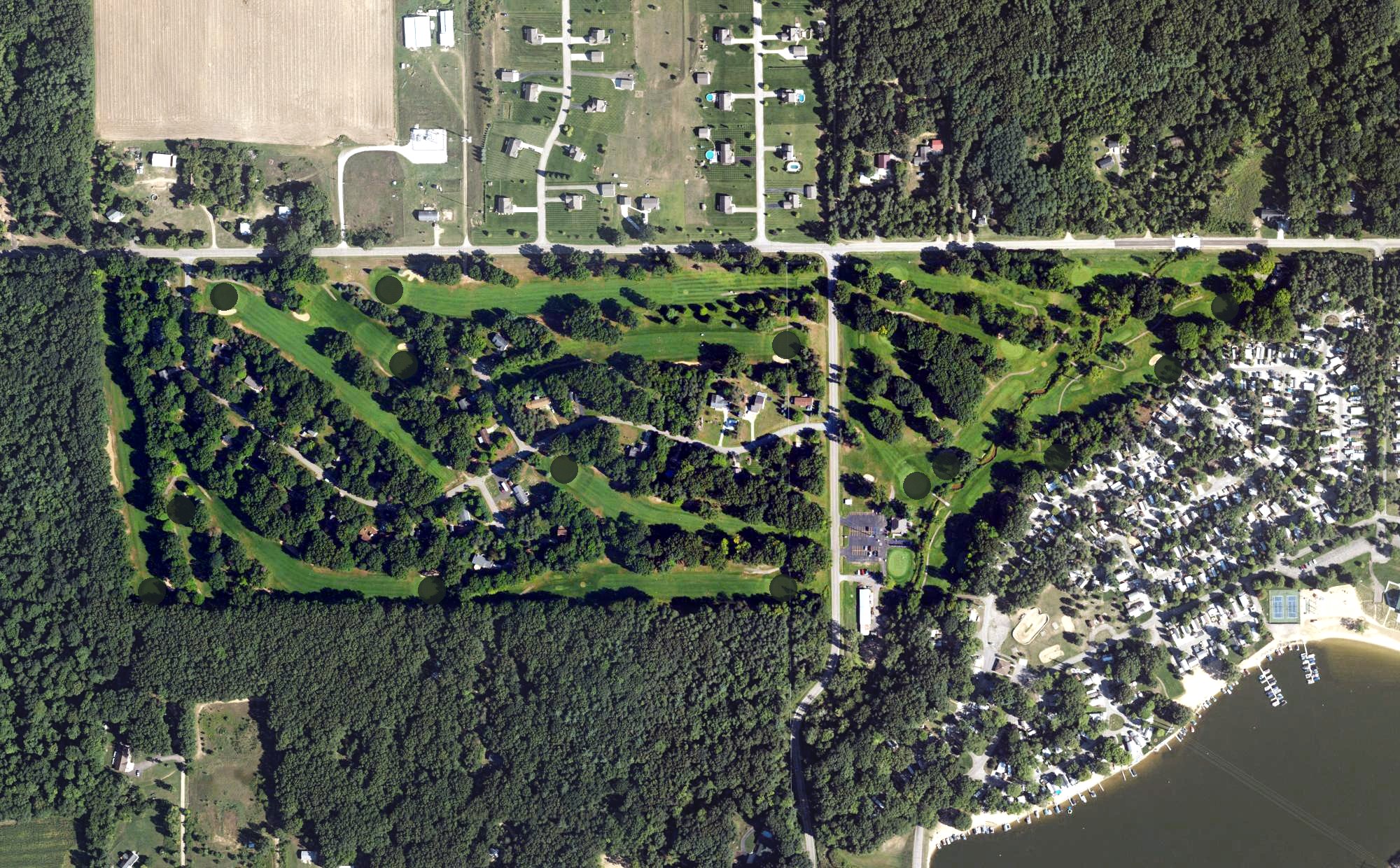 Aerial view of Lake Monterey Golf Course, MI