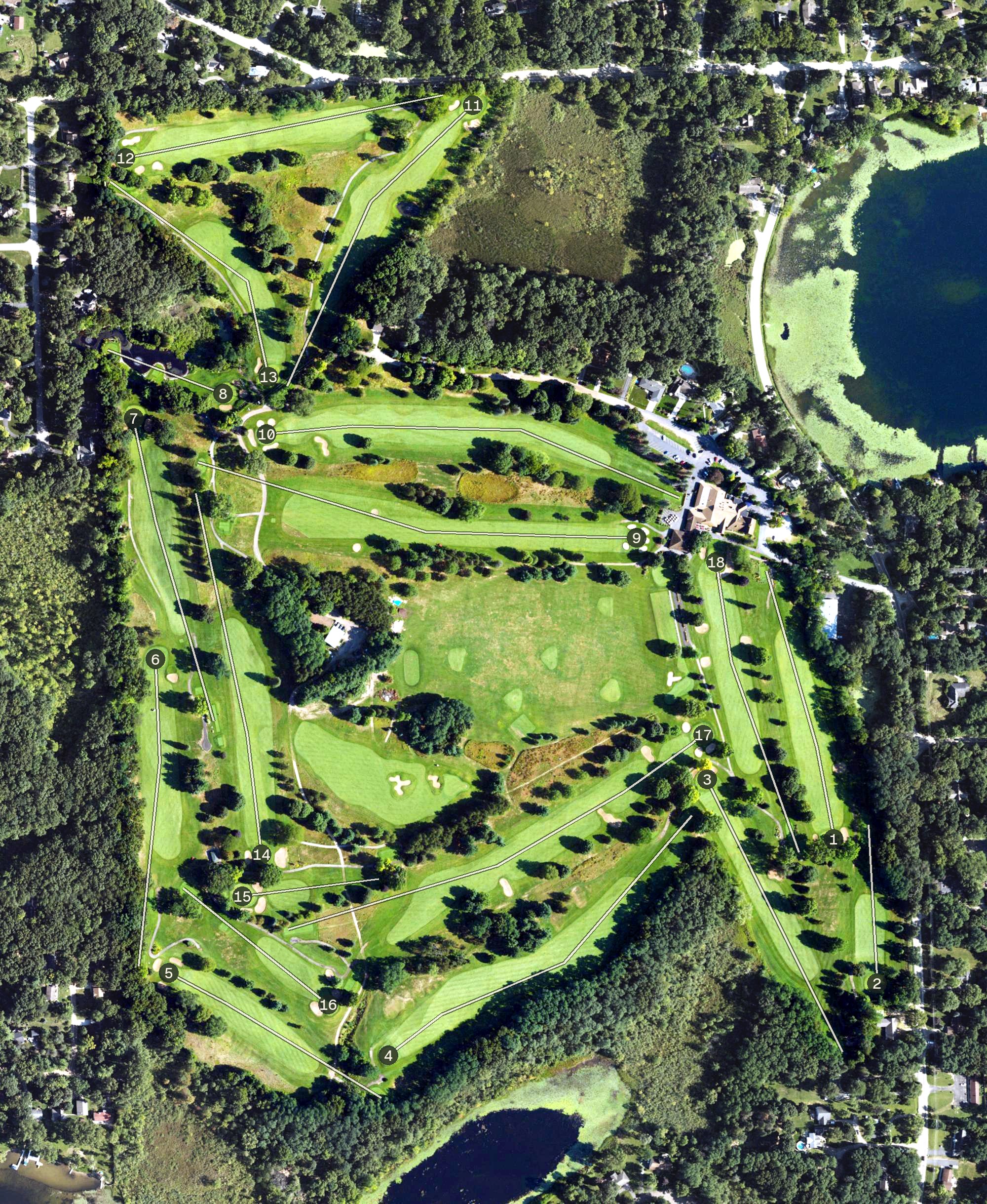 Aerial view of Lakelands Golf and Country Club, MI