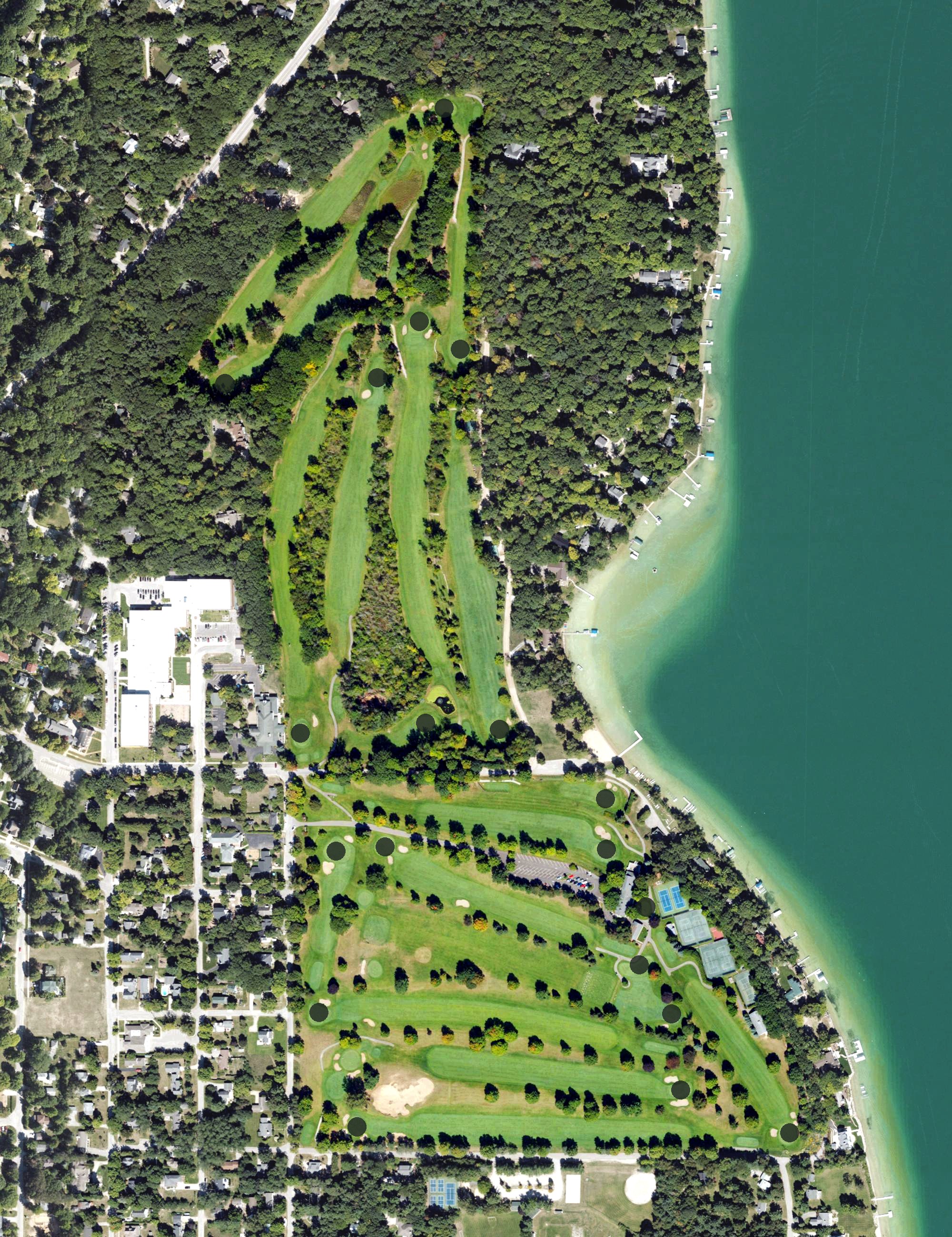 Aerial view of Leland Country Club, MI
