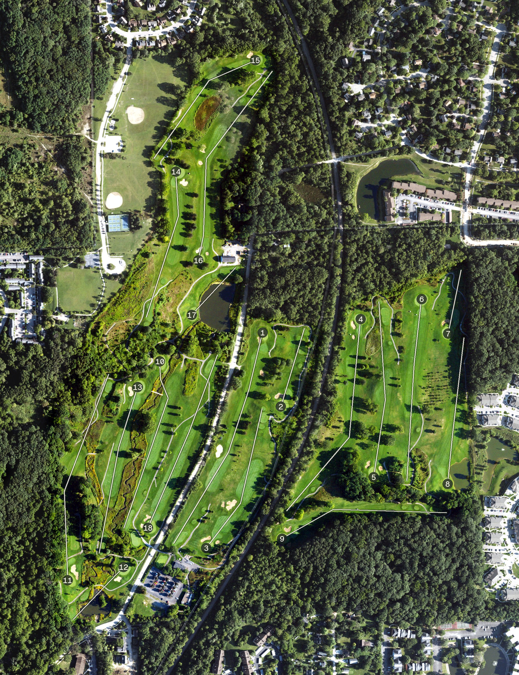 Aerial view of Leslie Park Golf Course, MI