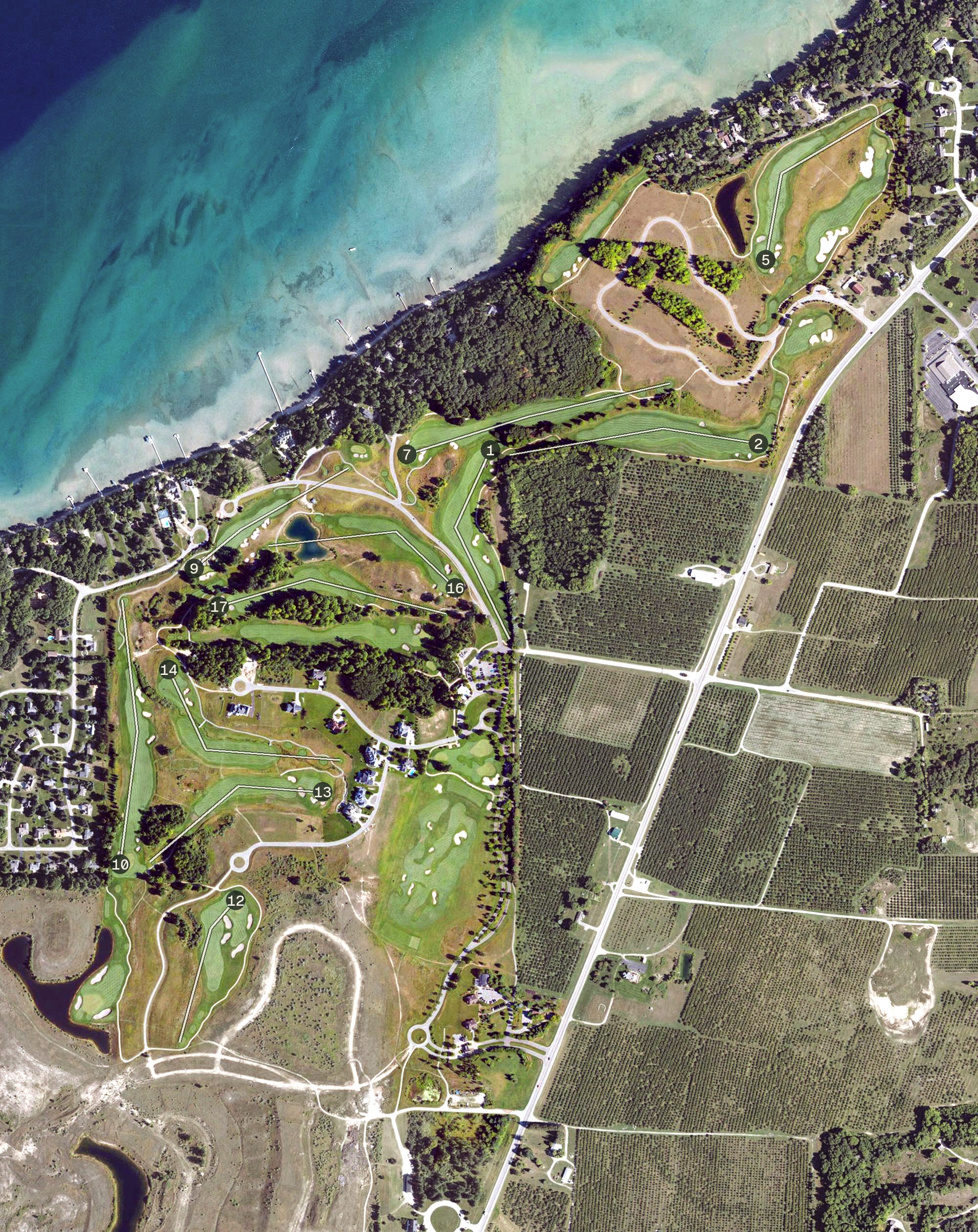 Aerial view of LochenHeath Golf Club, MI