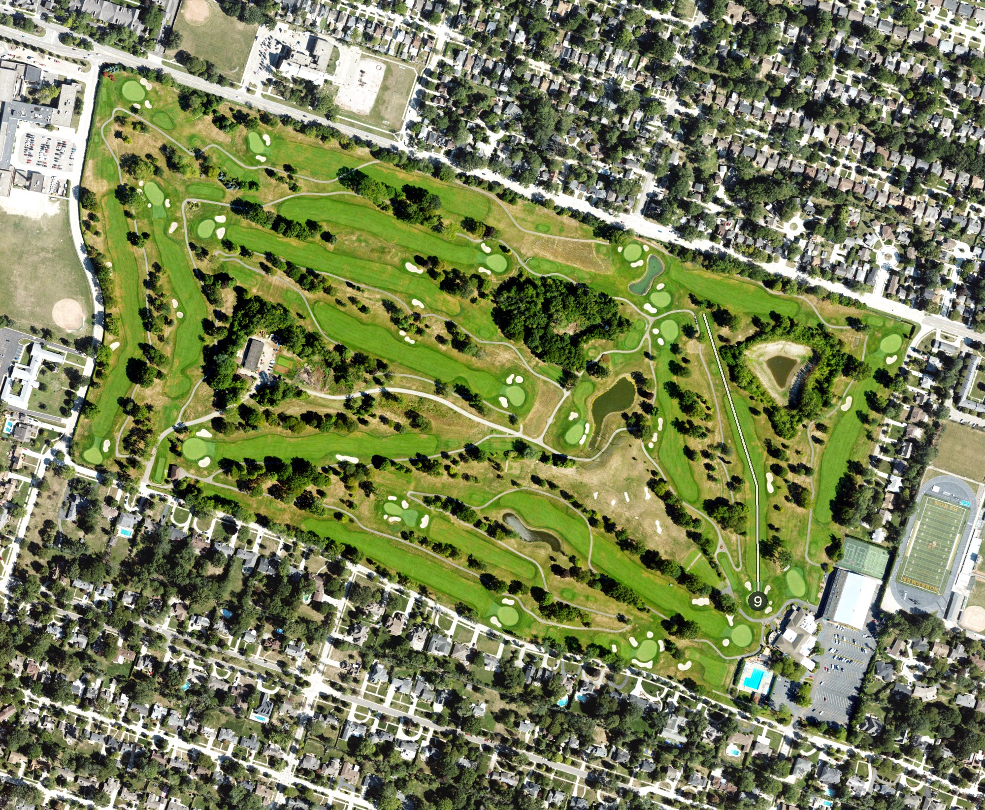Aerial view of Lochmoor Club, MI