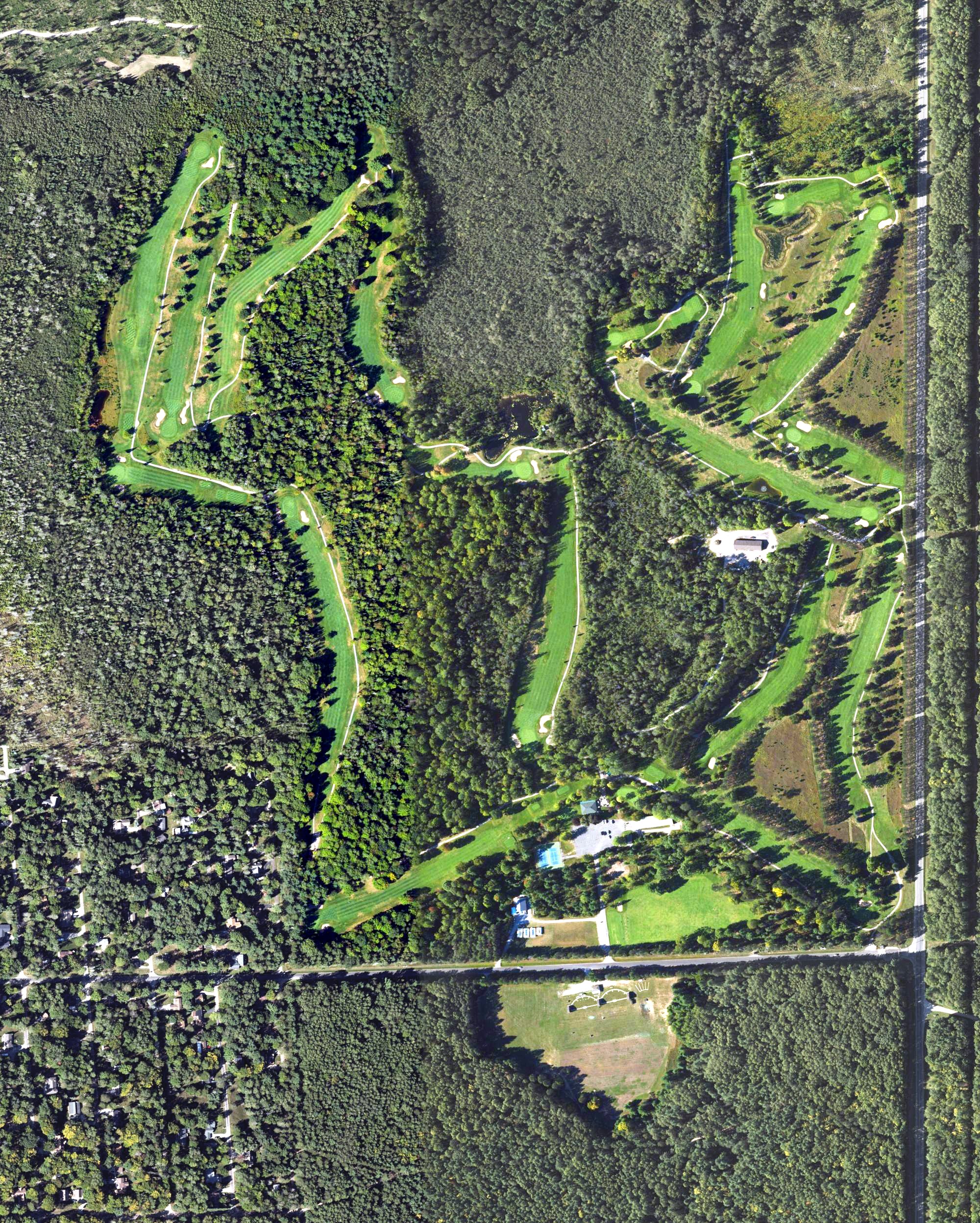 Aerial view of Lost Lake Woods Golf Course, MI