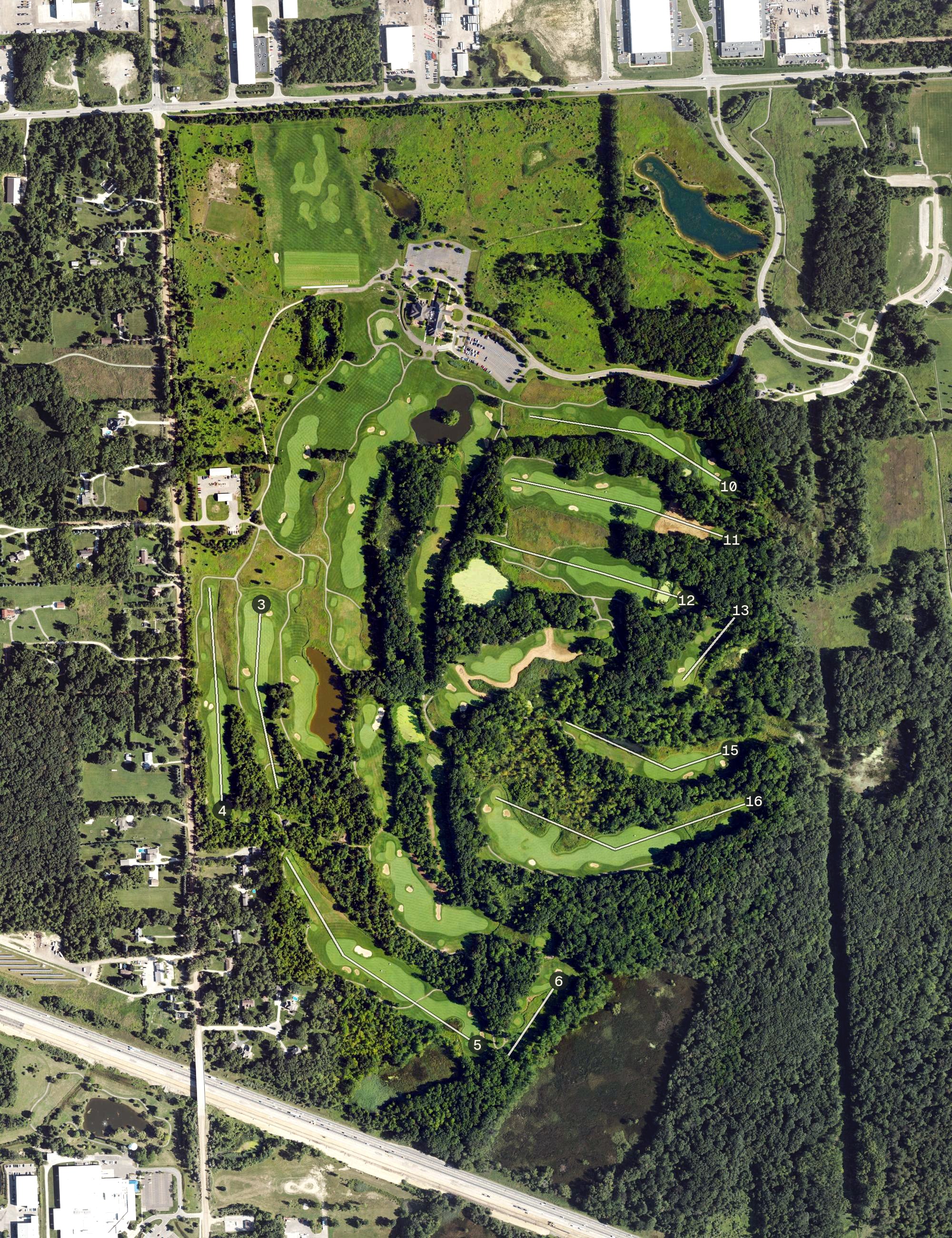 Aerial view of Lyon Oaks Golf Course, MI