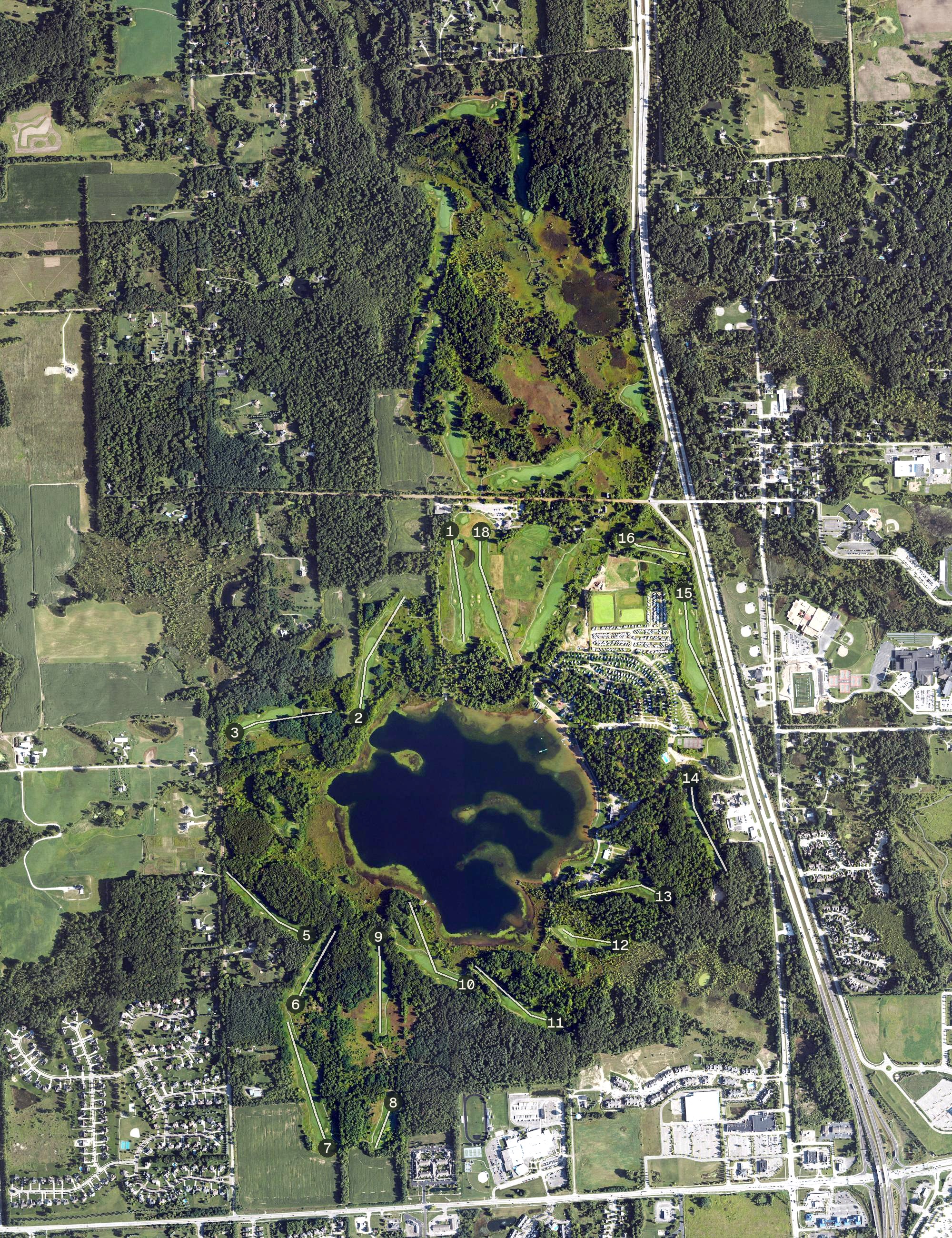 Aerial view of Majestic at Lake Walden Golf Course, MI