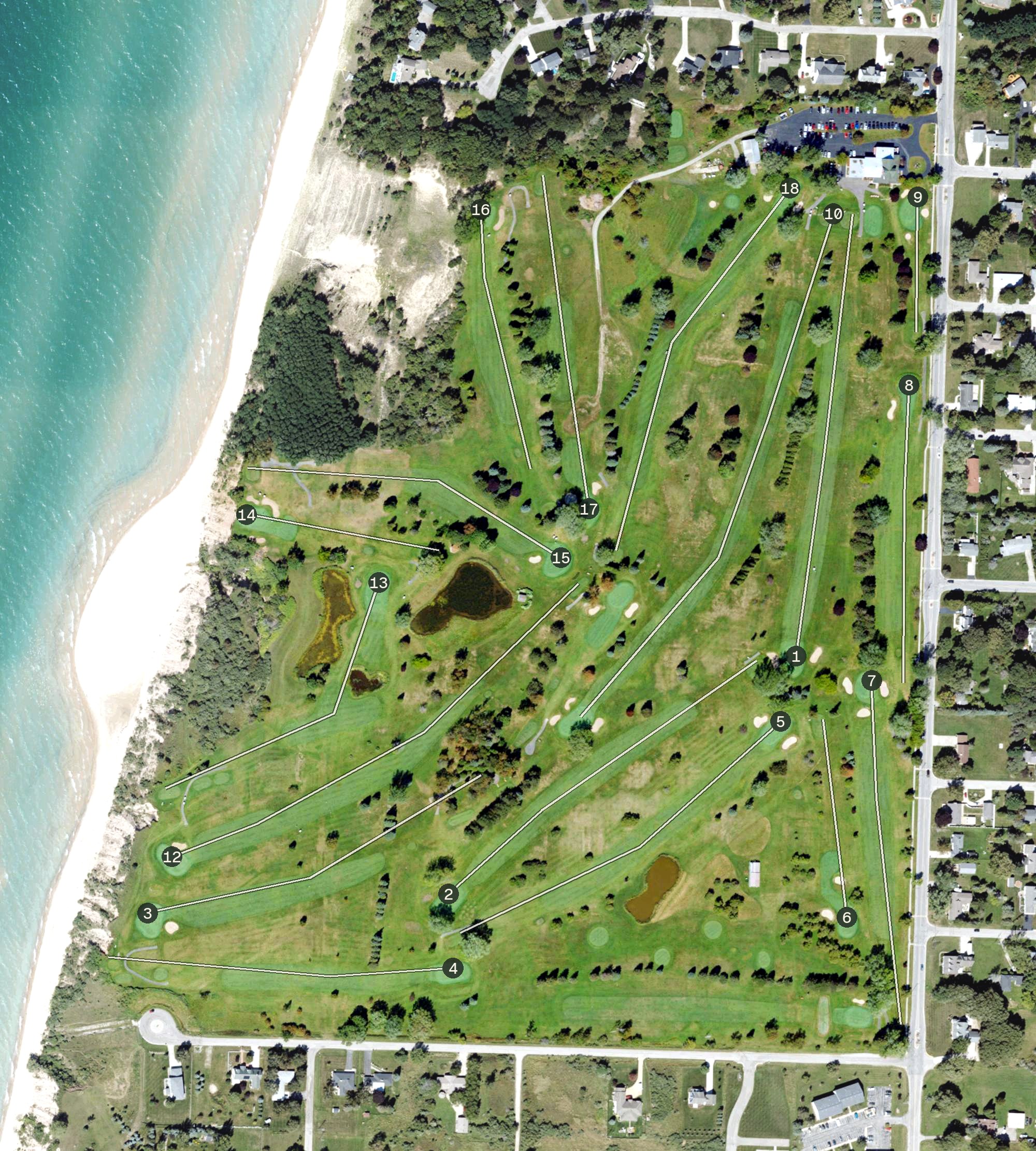Aerial view of Manistee Golf & Country Club, MI