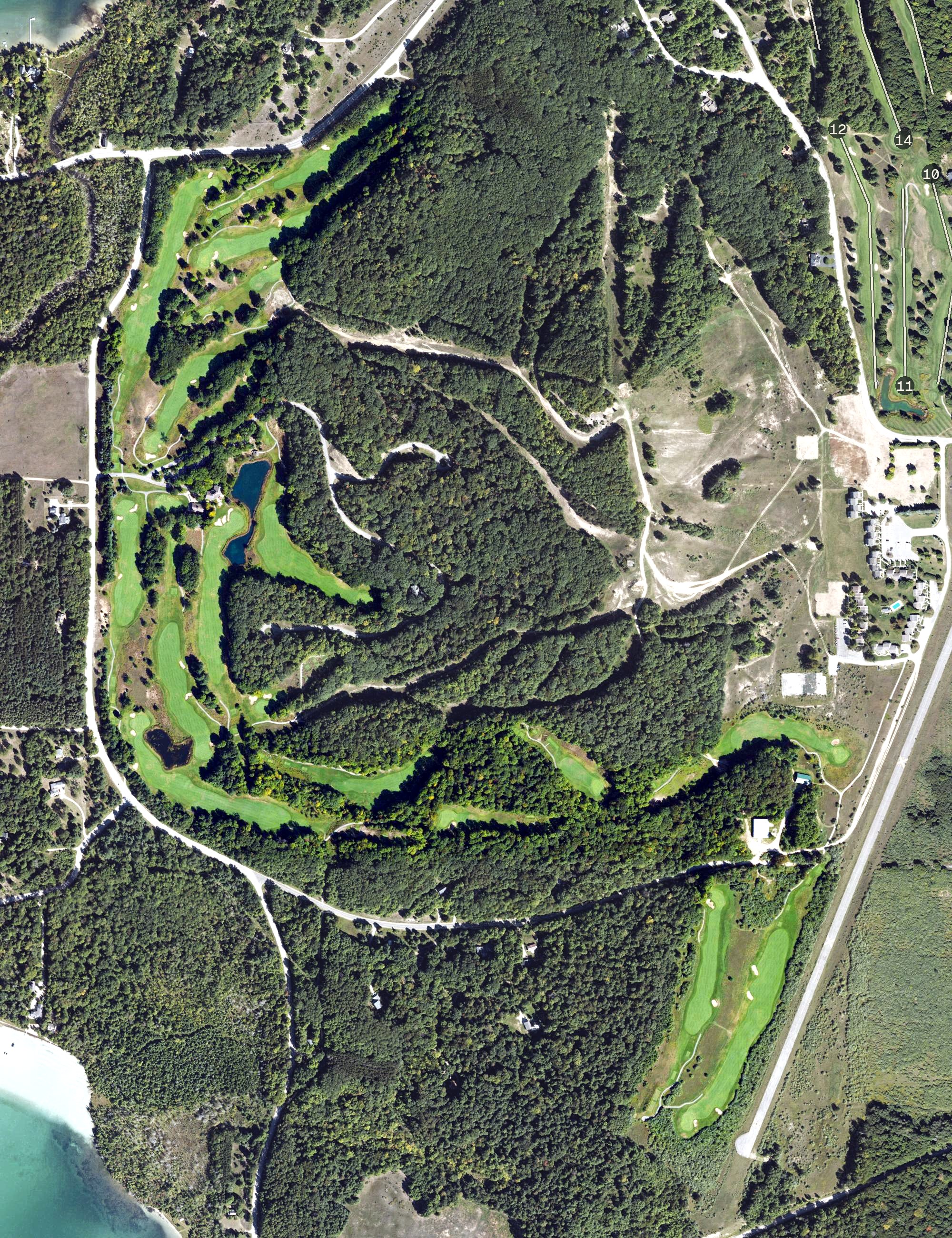 Aerial view of Manitou Passage Golf Club, MI