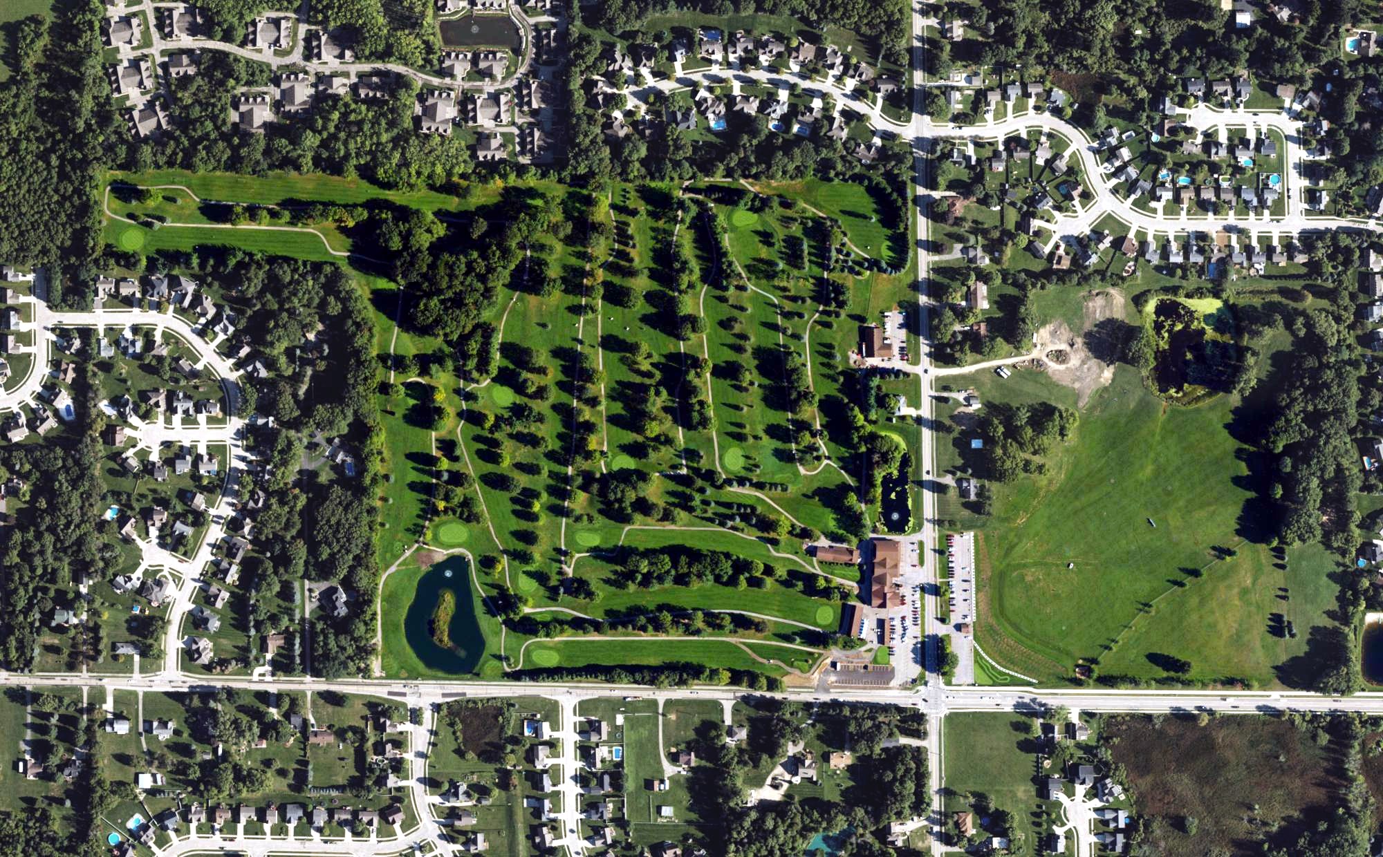 Aerial view of Maple Hill Golf Course, MI