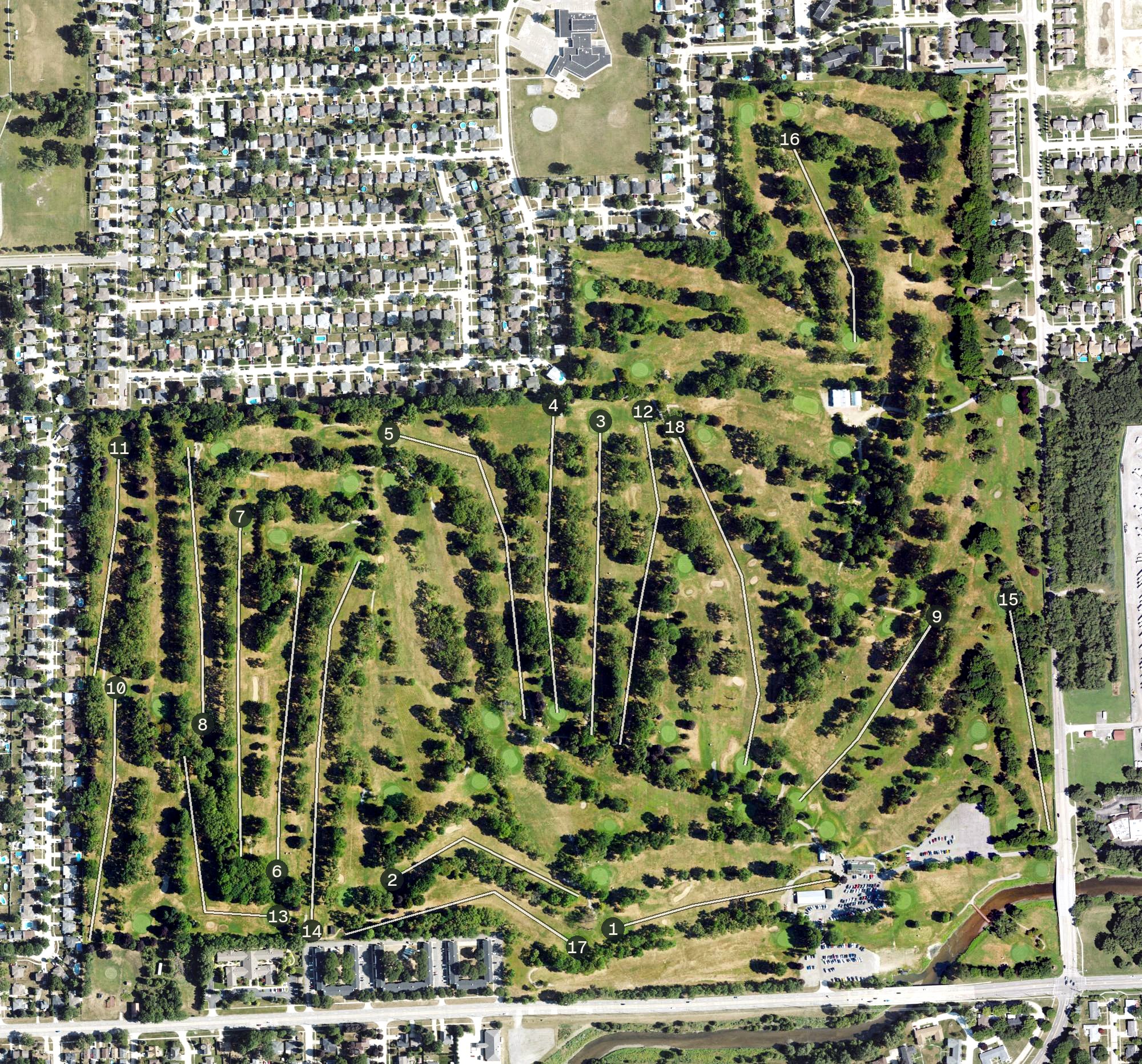 Aerial view of Maple Lane Golf Club, MI