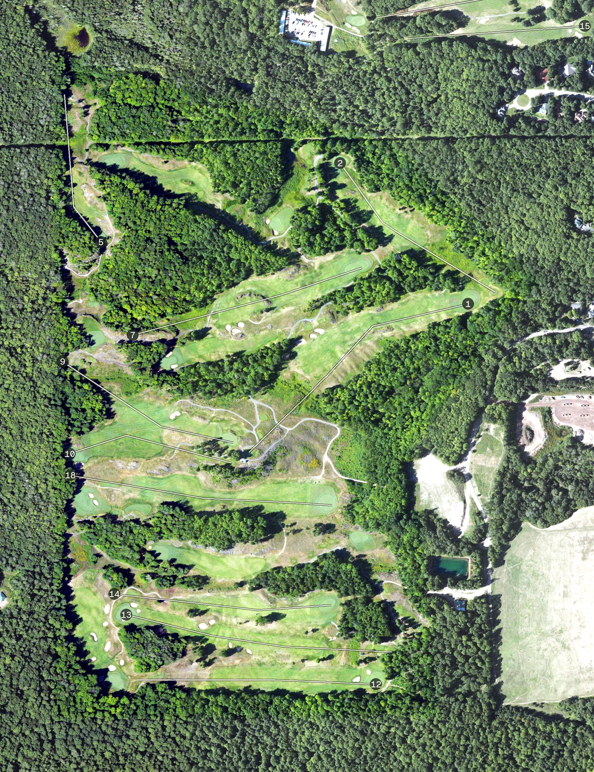 Aerial view of Marquette Golf Club Greywalls, MI