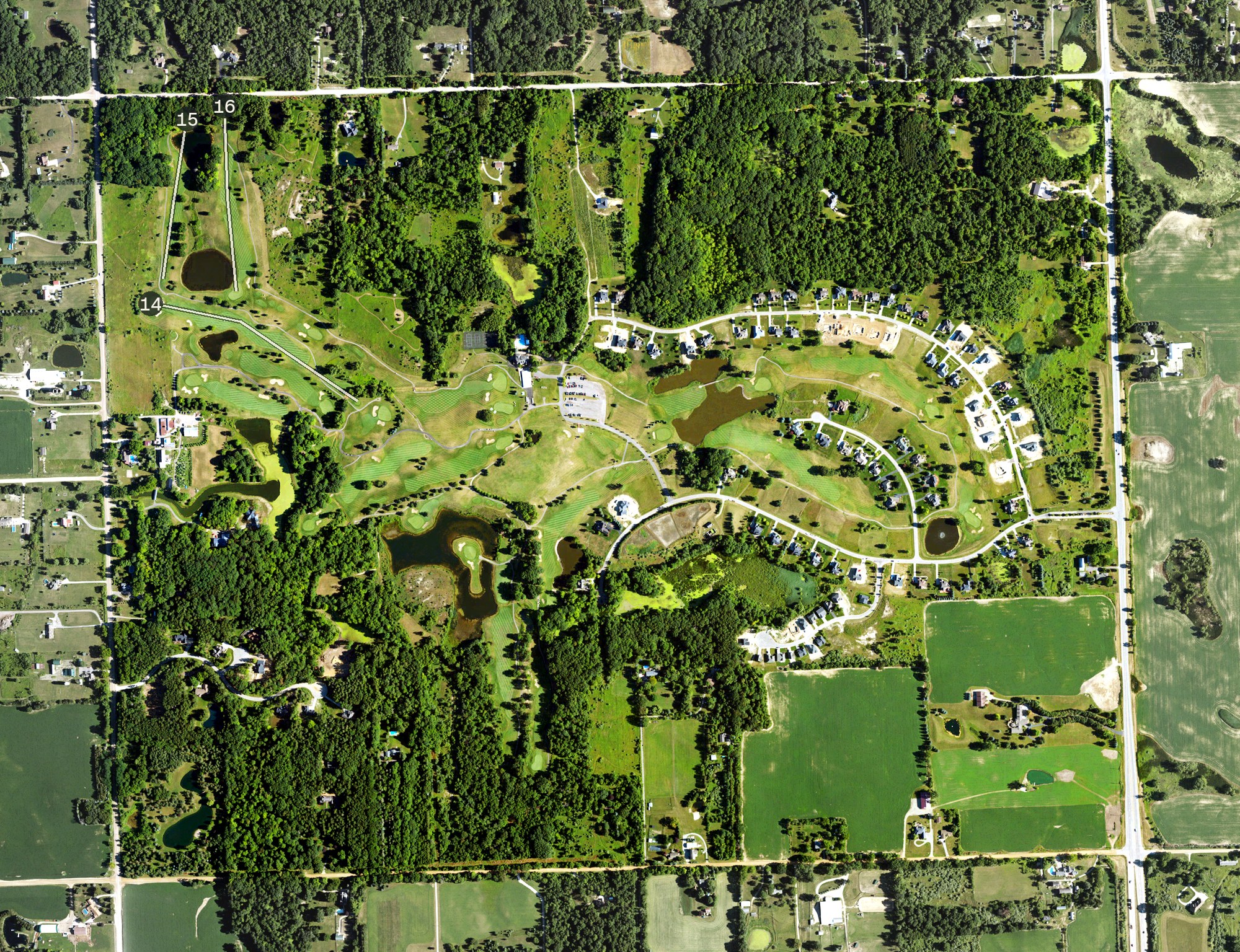 Aerial view of Metamora Country Club, MI