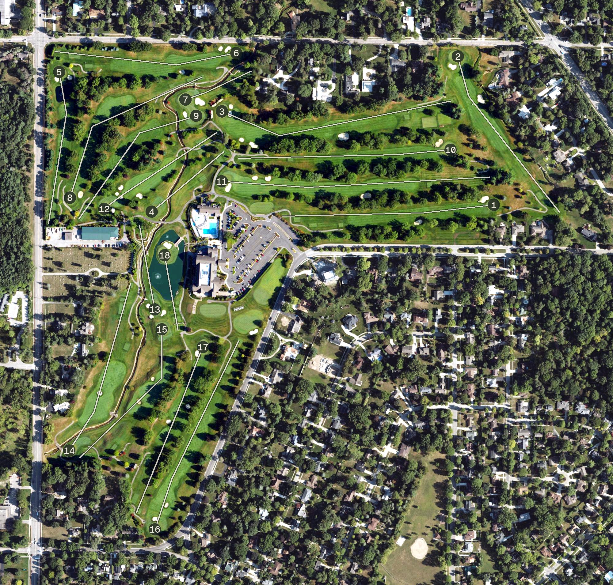 Aerial view of Midland Country Club, MI