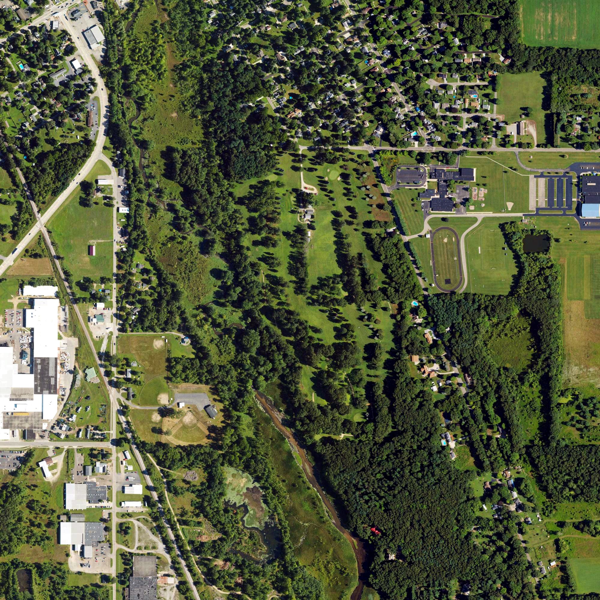 Aerial view of Mill Race Golf Course, MI