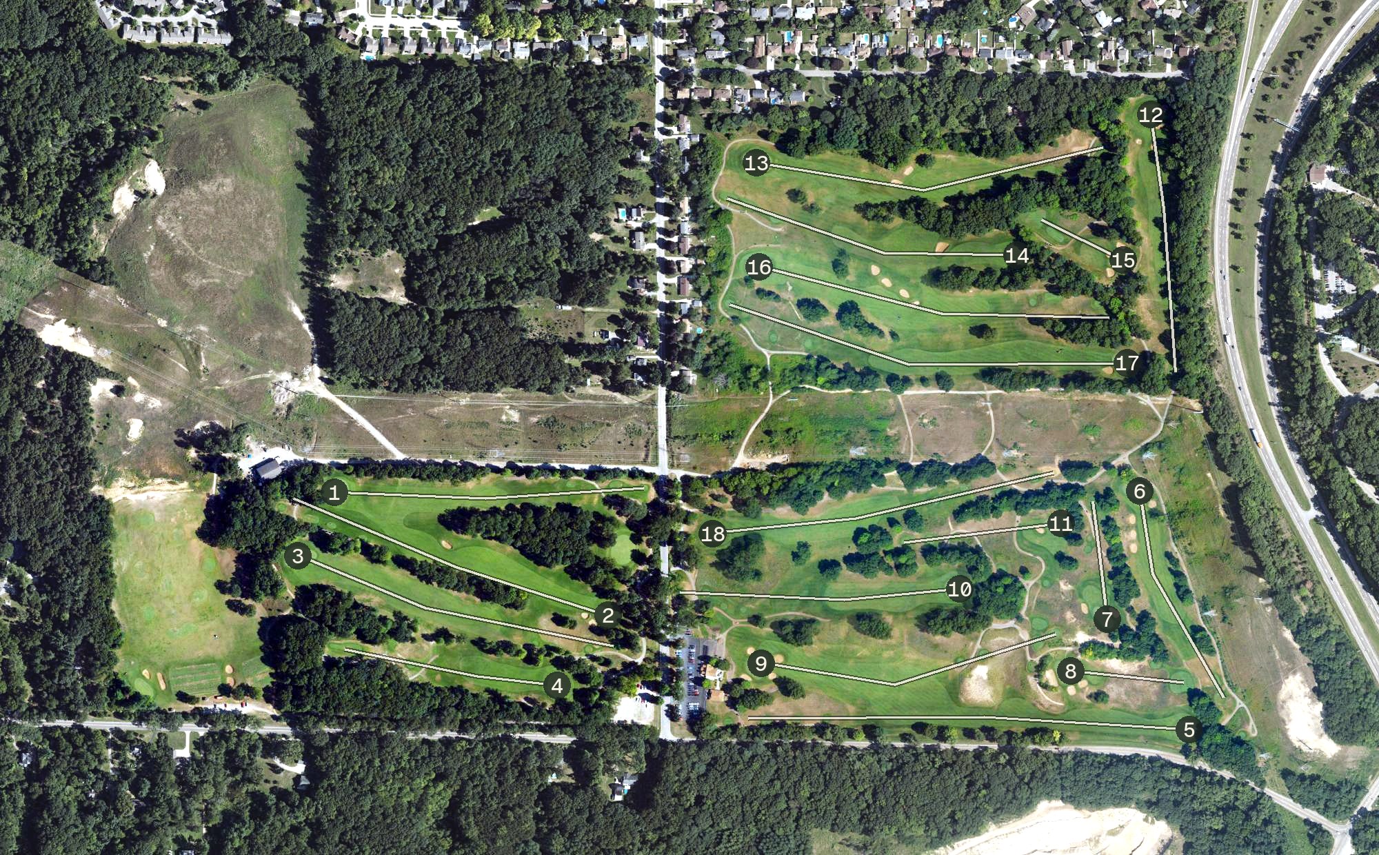 Aerial view of Mines Golf Course, MI