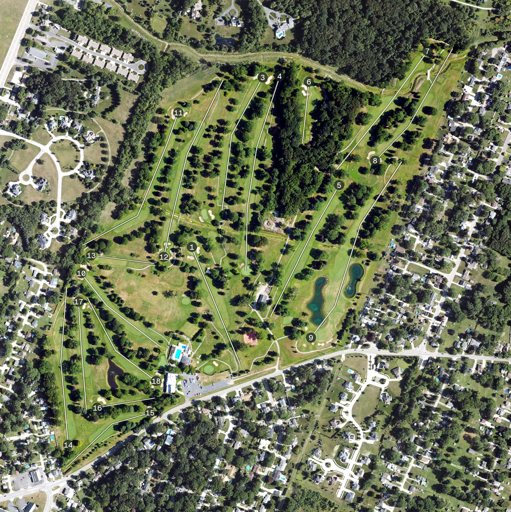 Aerial view of Monroe Golf & Country Club, MI