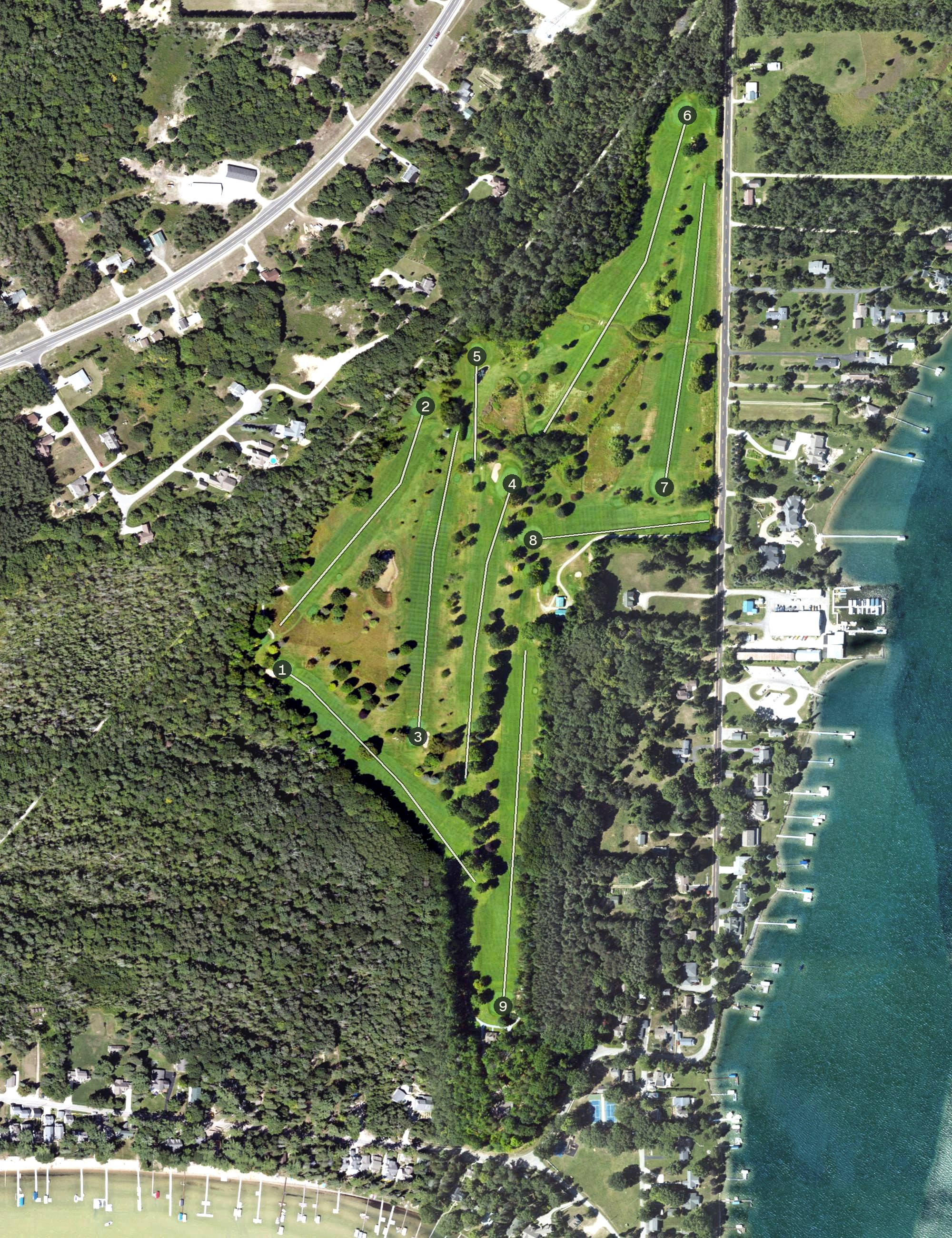 Aerial view of Mullett Lake Country Club, MI