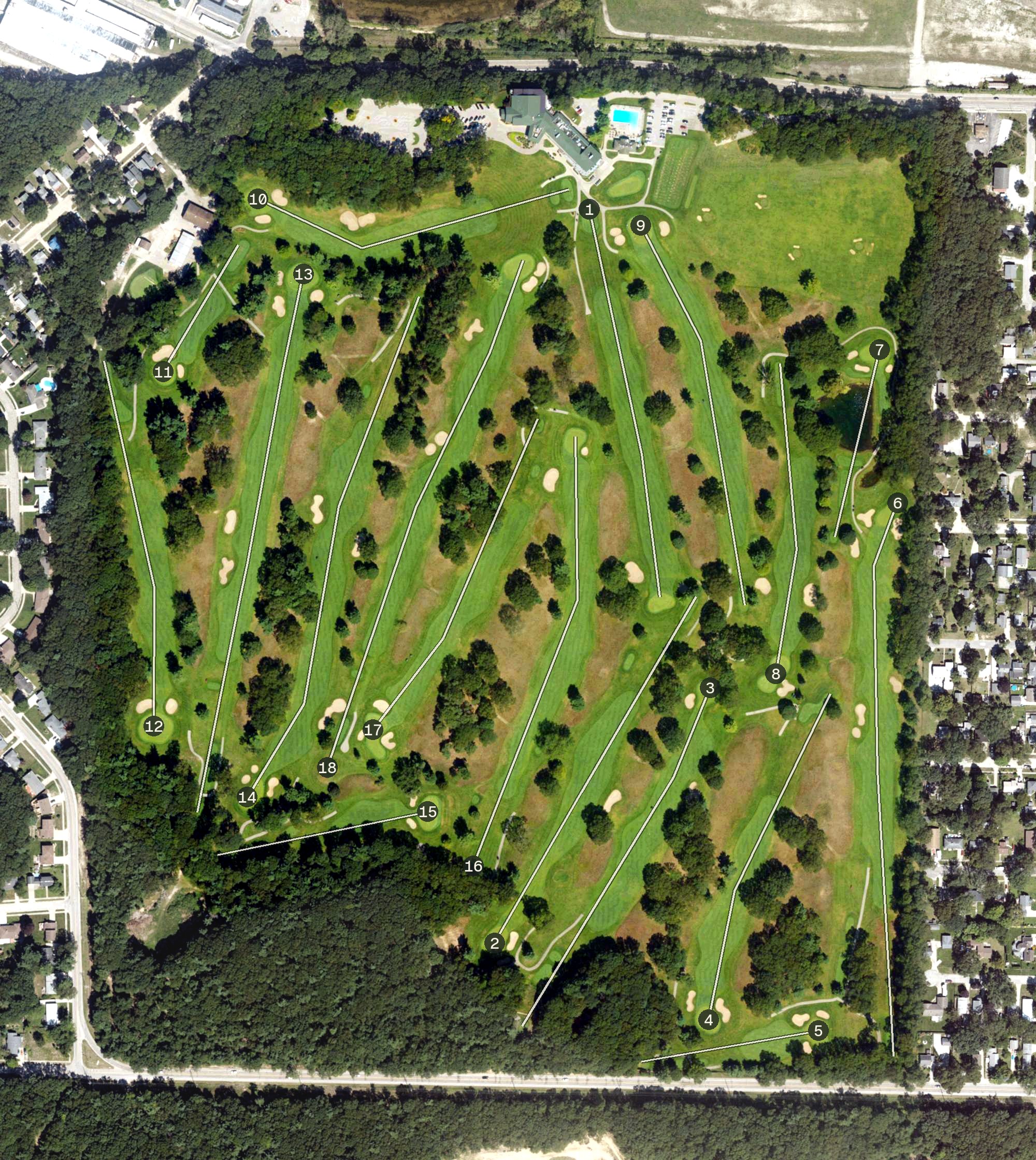 Aerial view of Muskegon Country Club, MI