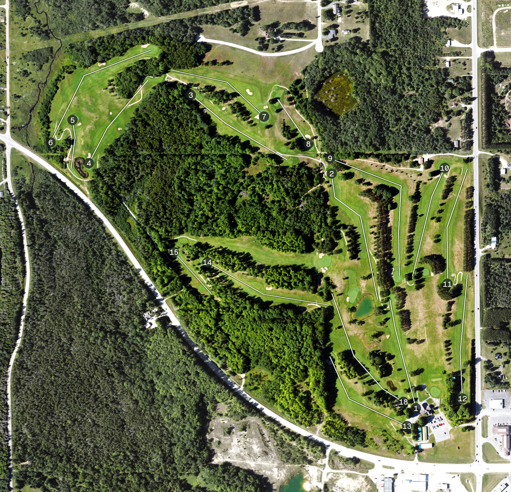Aerial view of Newberry Country Club, MI