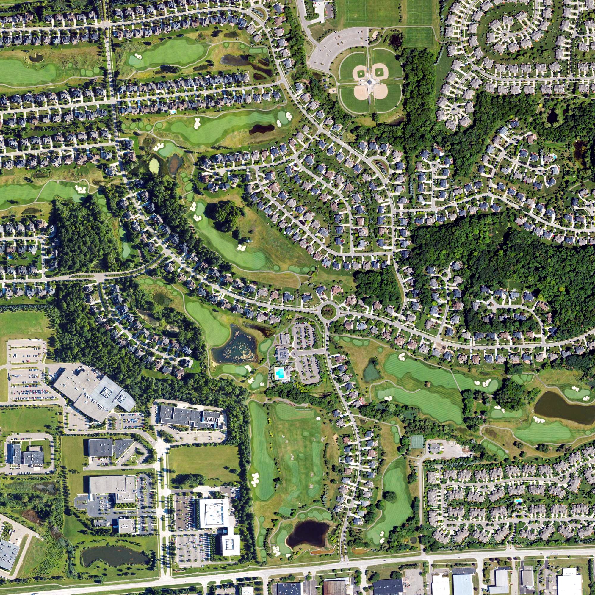 Aerial view of Northville Hills Golf Club, MI